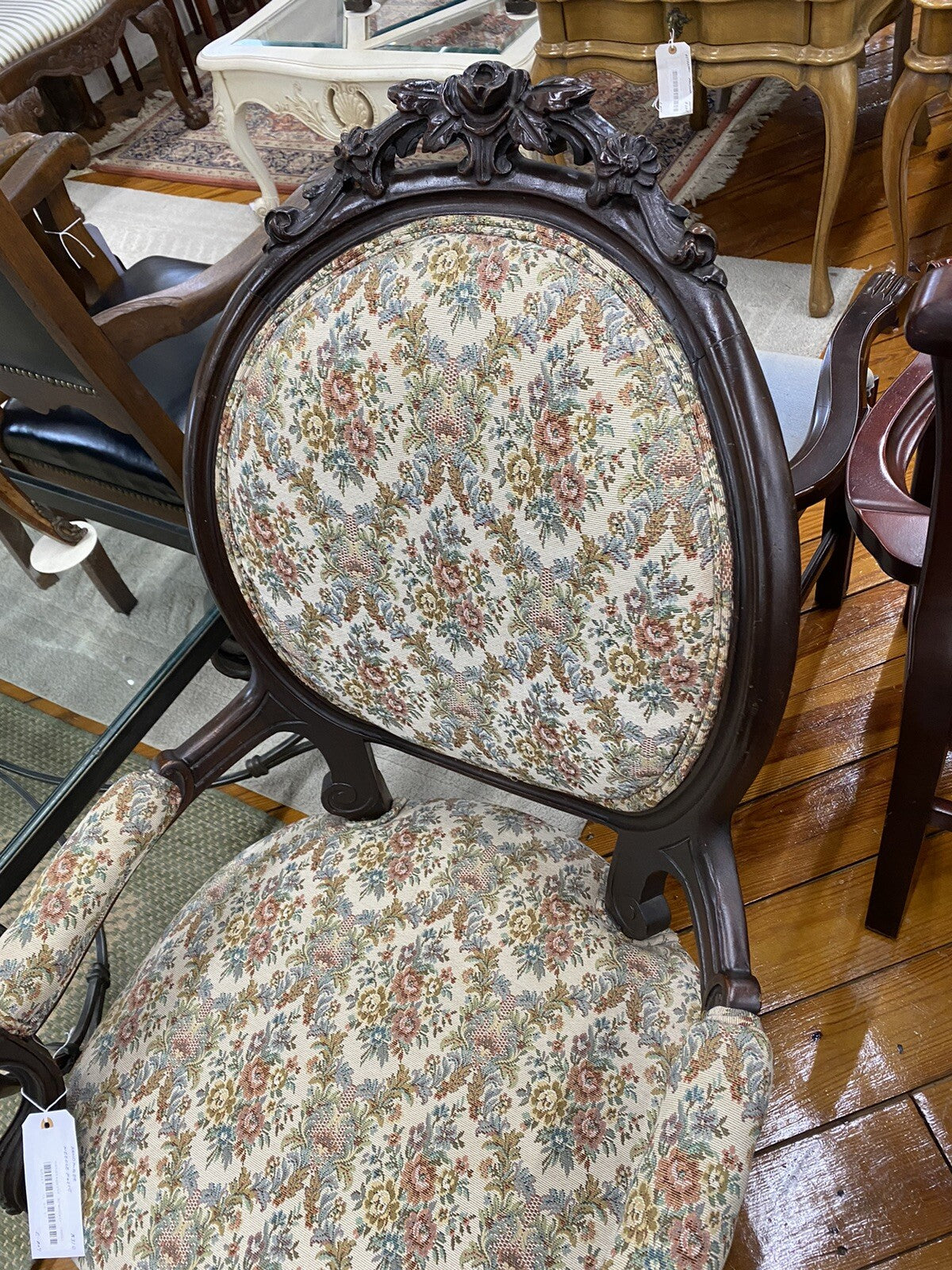 65317 Antique Walnut  Victorian Armchair Chair