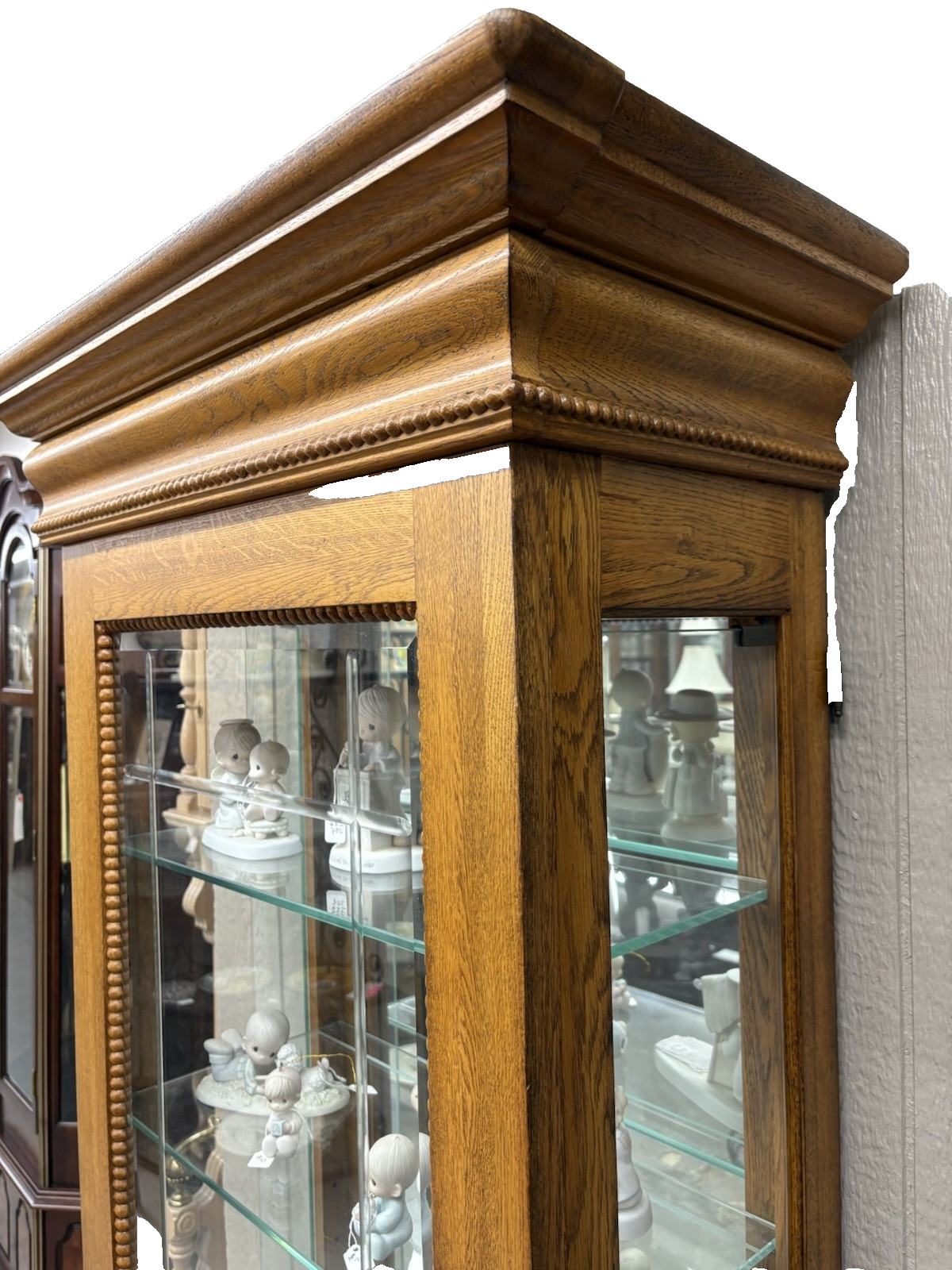 62458 Etched Glass Oak Curio China Cabinet