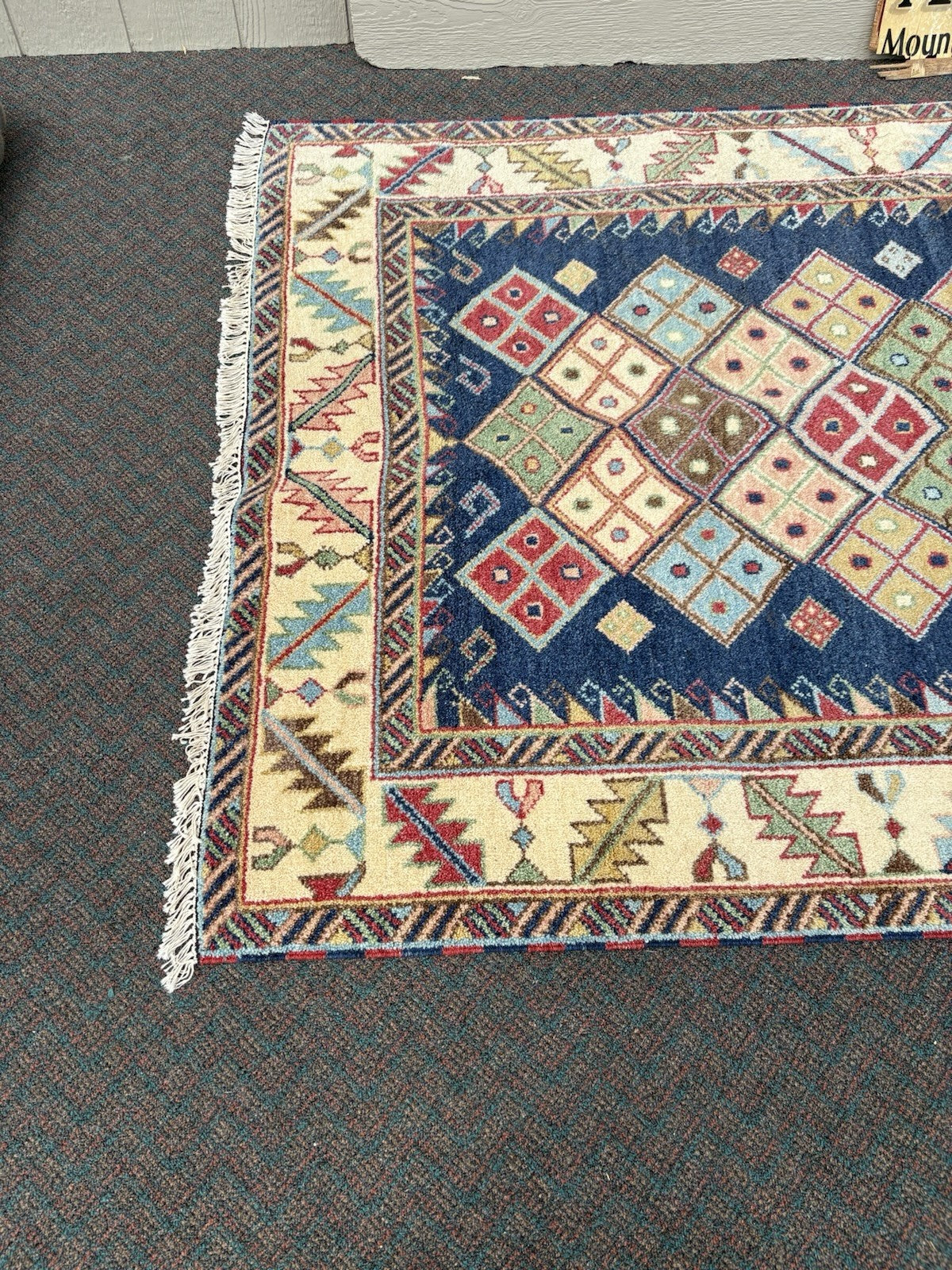 RUG 12: Oriental Wool KAZAK WEAVE TRIBAL TWO  Rug Carpet SIZE 57" x 83"