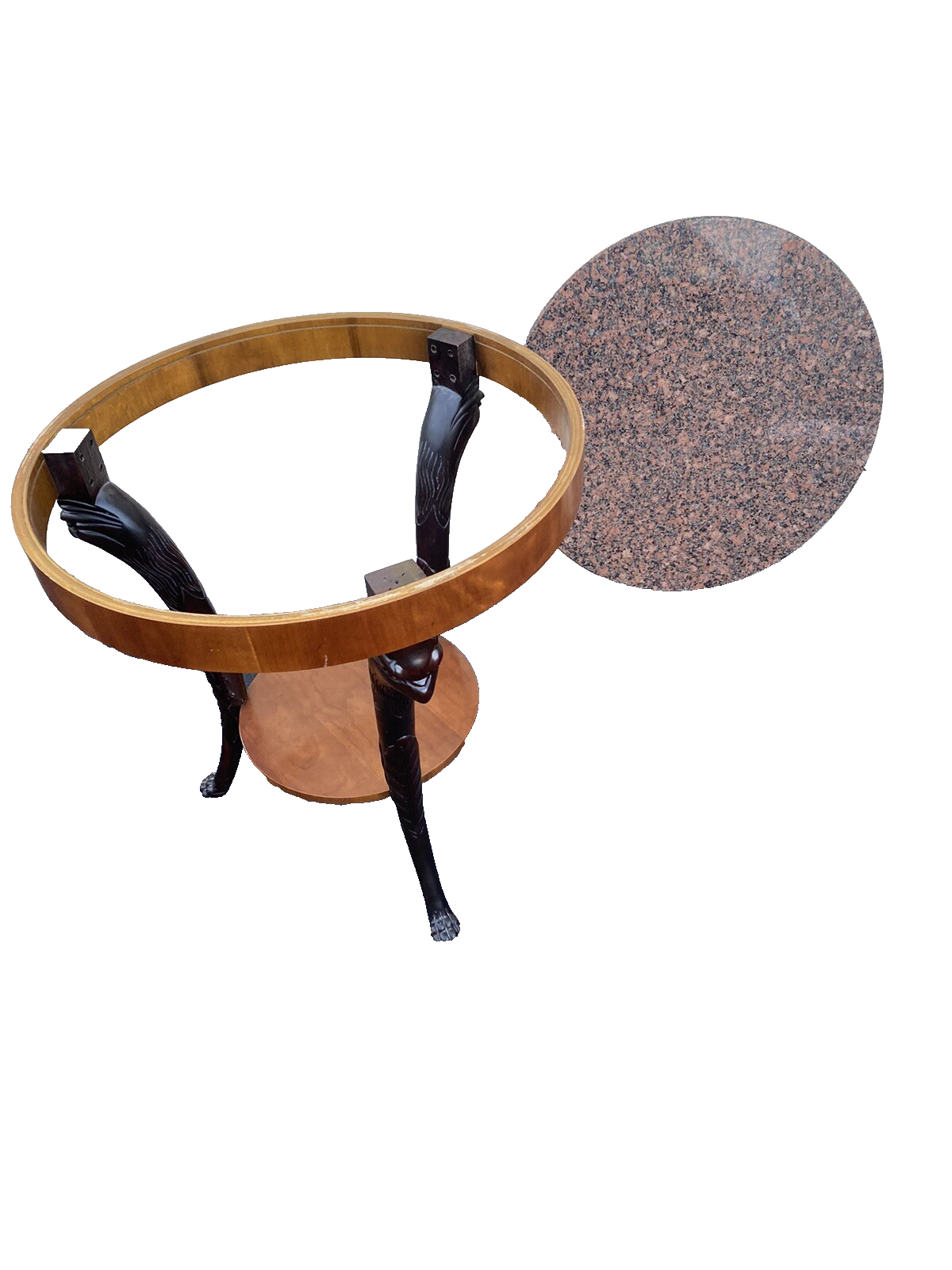 66208 BAKER Furniture Marble Top Lamp Table w/ Bird Carvings