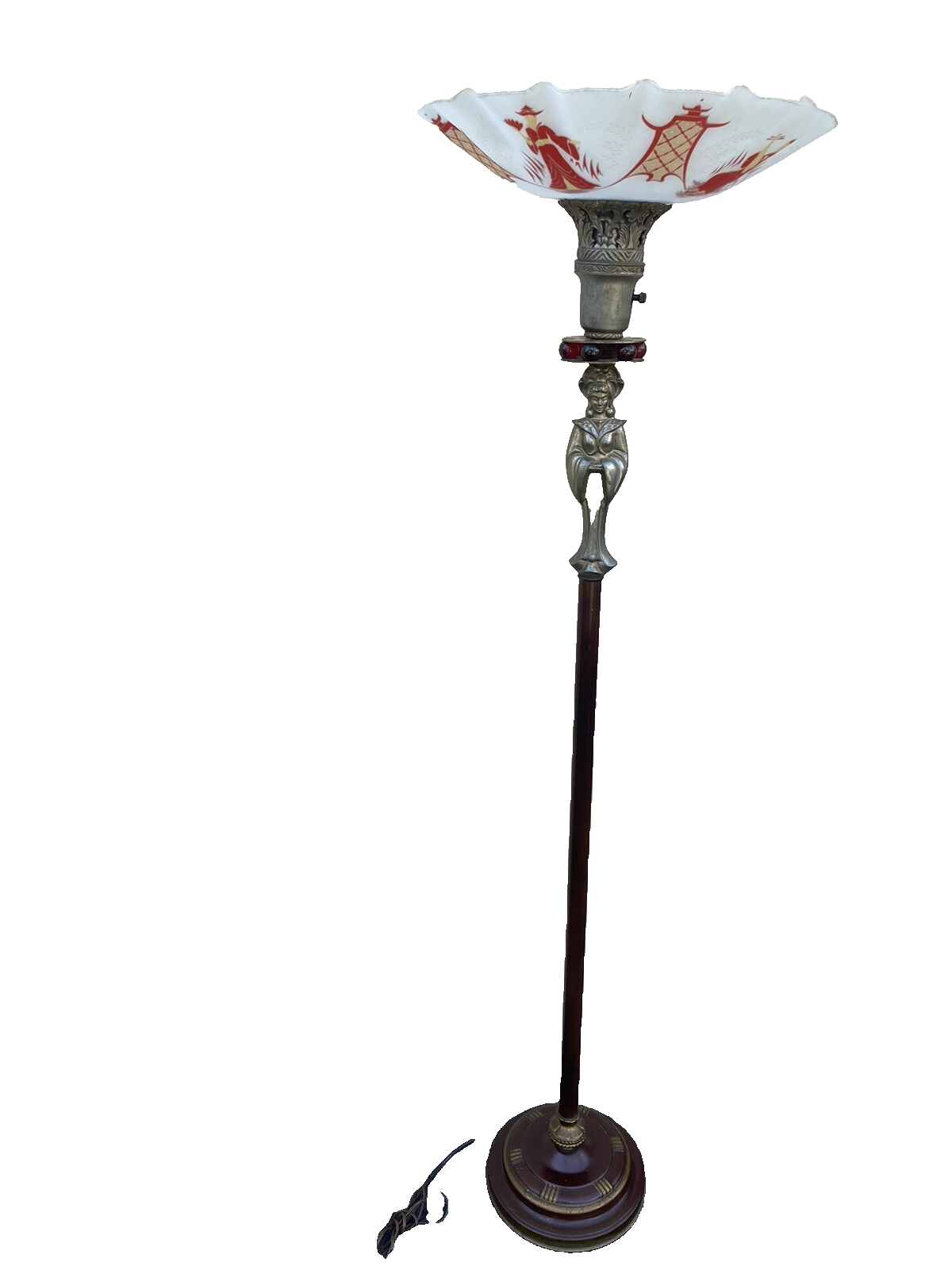 65619  Oriental Figural Torch Lamp Light