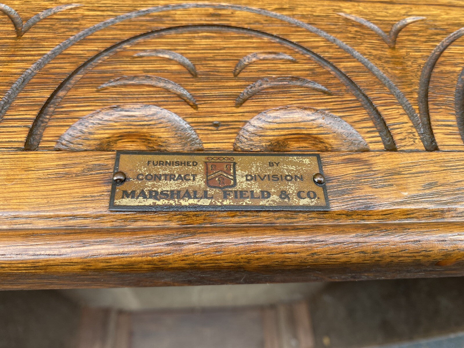 65206 Antique Custom Hand Made Oak Victorian  Console Table Desk MARSHALL FIELD