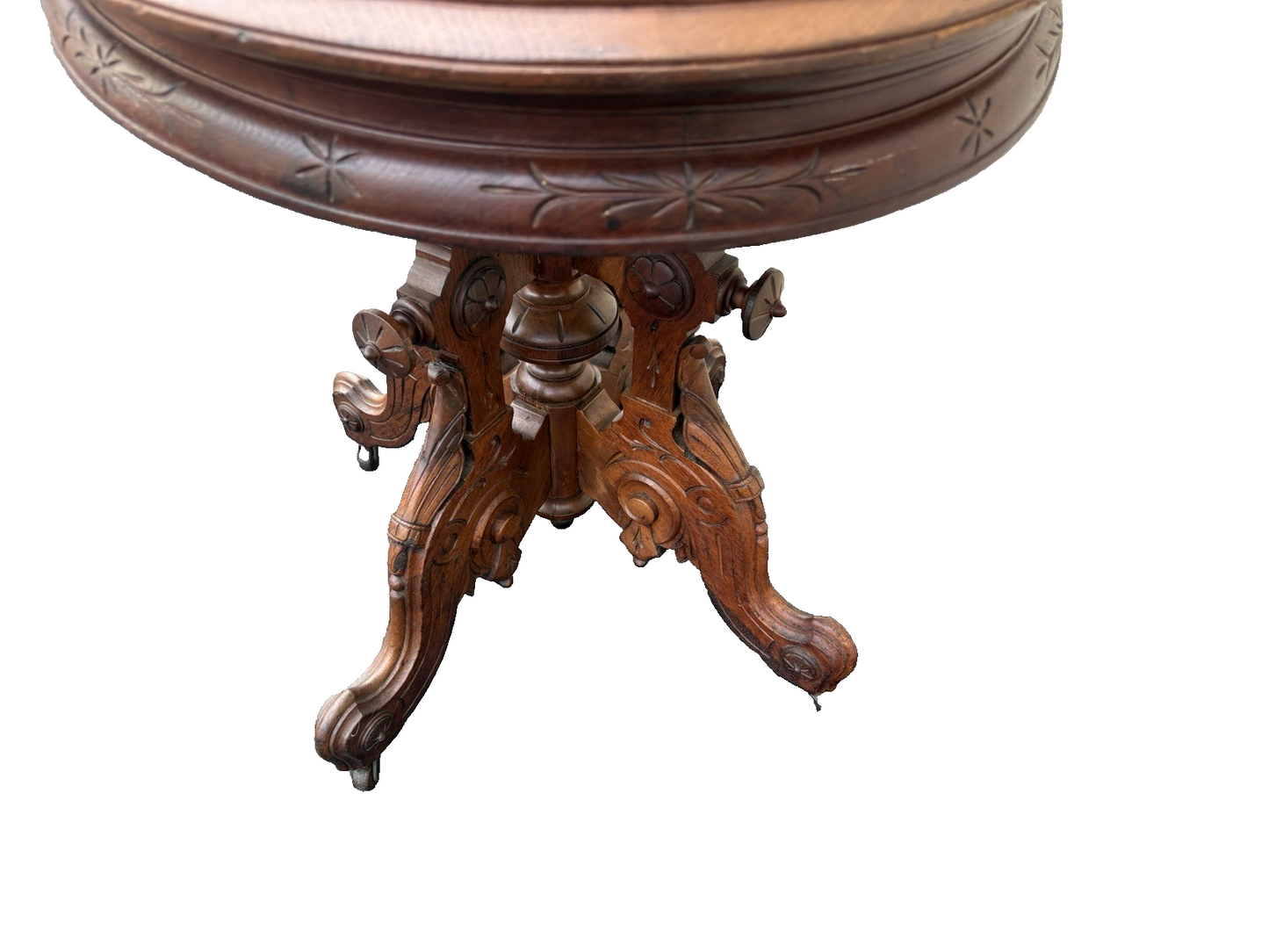 66664   Super Quality Hand Carved Marble Top Walnut Lamp Table Stand