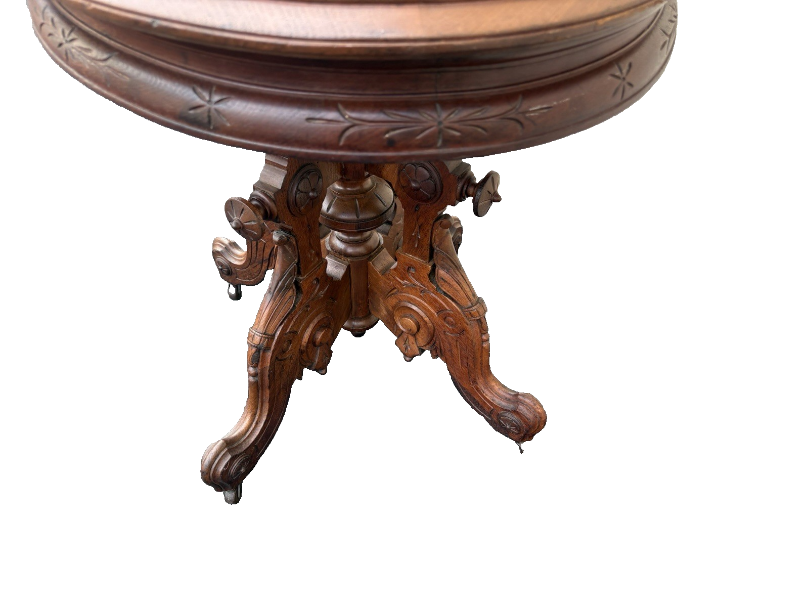 66664   Super Quality Hand Carved Marble Top Walnut Lamp Table Stand