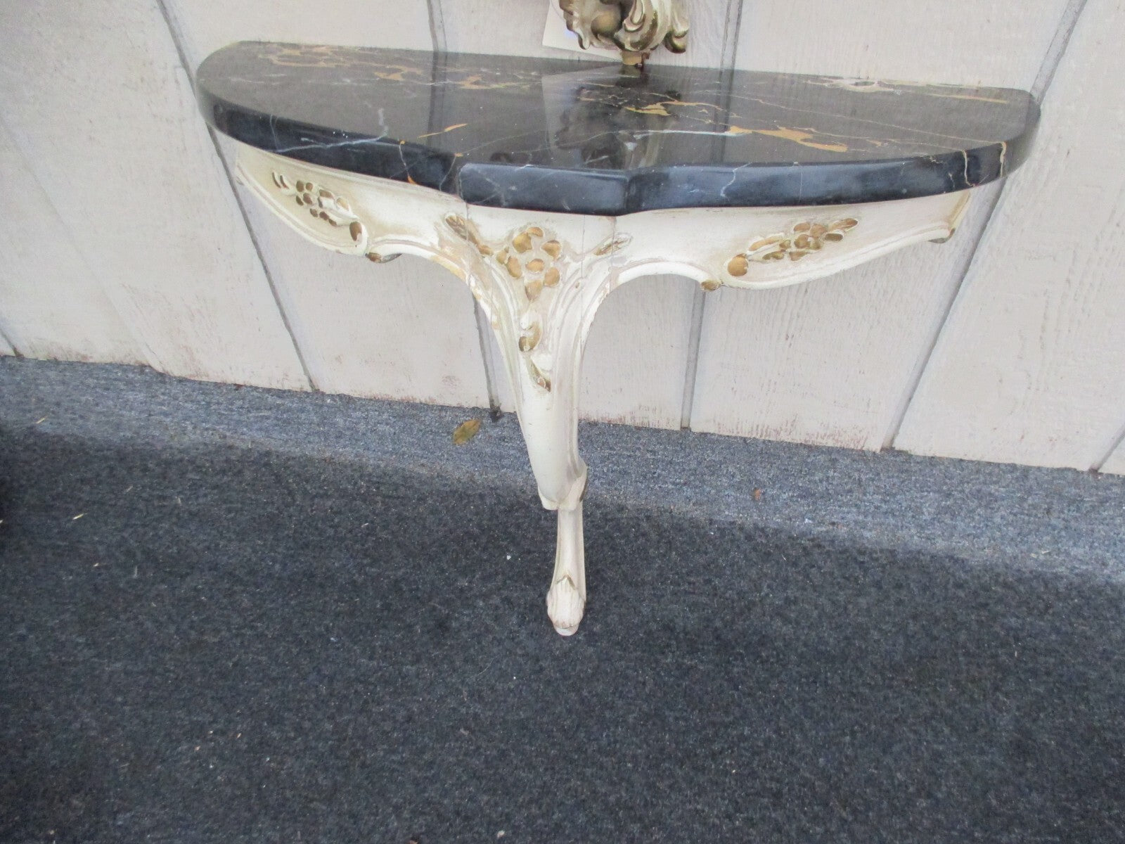 63814   Decorator Marble Top Wall Shelf with Mirror