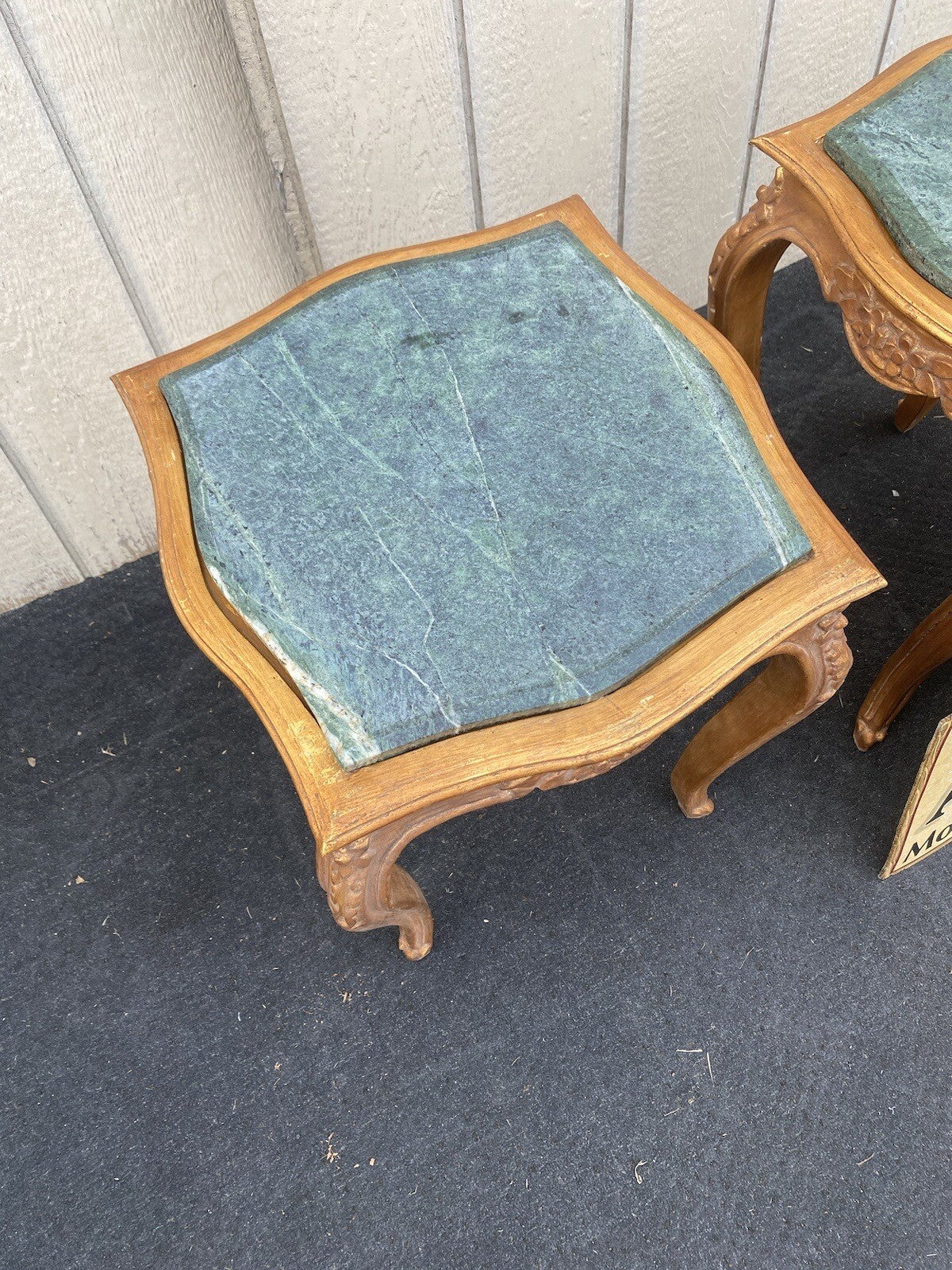 64825 Pair Marble Top Lamp Table Stand s