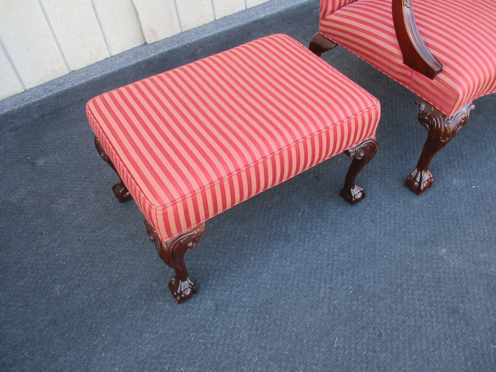 63798 SOUTHWOOD Chipppendale Armchair w/ Foot Stool Bench Ottoman