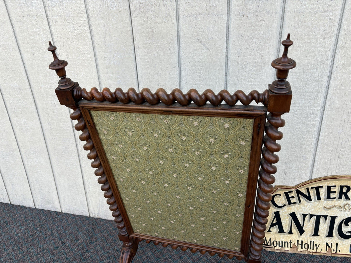 66905   Antique Victorian 2 Sided Walnut Fireplace Mantle Screen