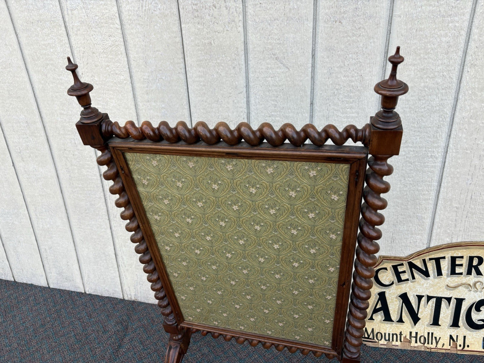 66905   Antique Victorian 2 Sided Walnut Fireplace Mantle Screen