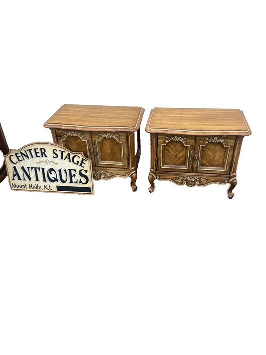 64496  Pair French Country 2 Door Nightstands