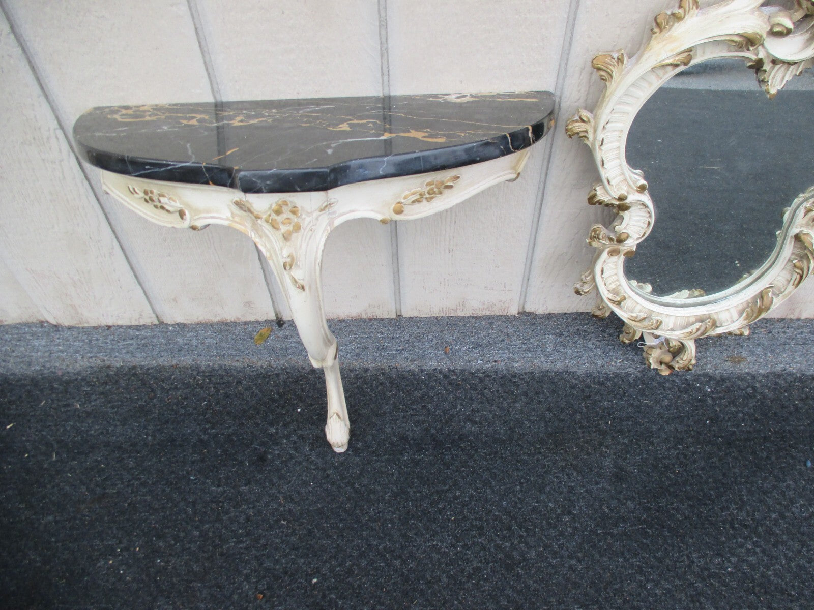 63814   Decorator Marble Top Wall Shelf with Mirror