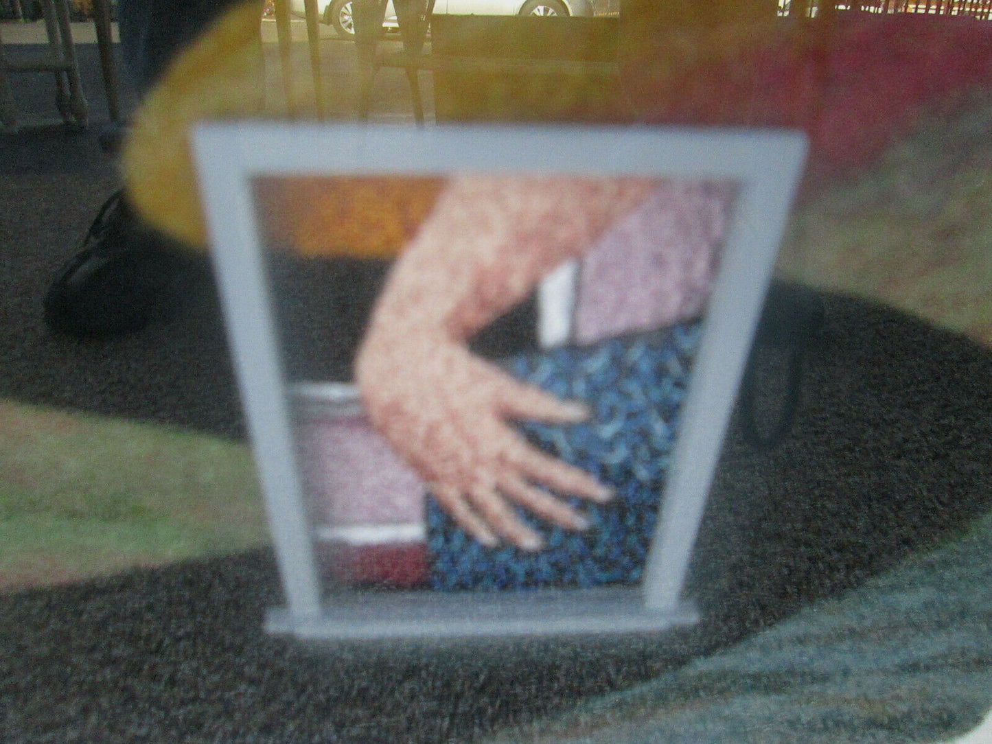 59245  Artist Signed RENEE HARRIS WHATS IN IT FOR ME needlepoint Modern Picture 