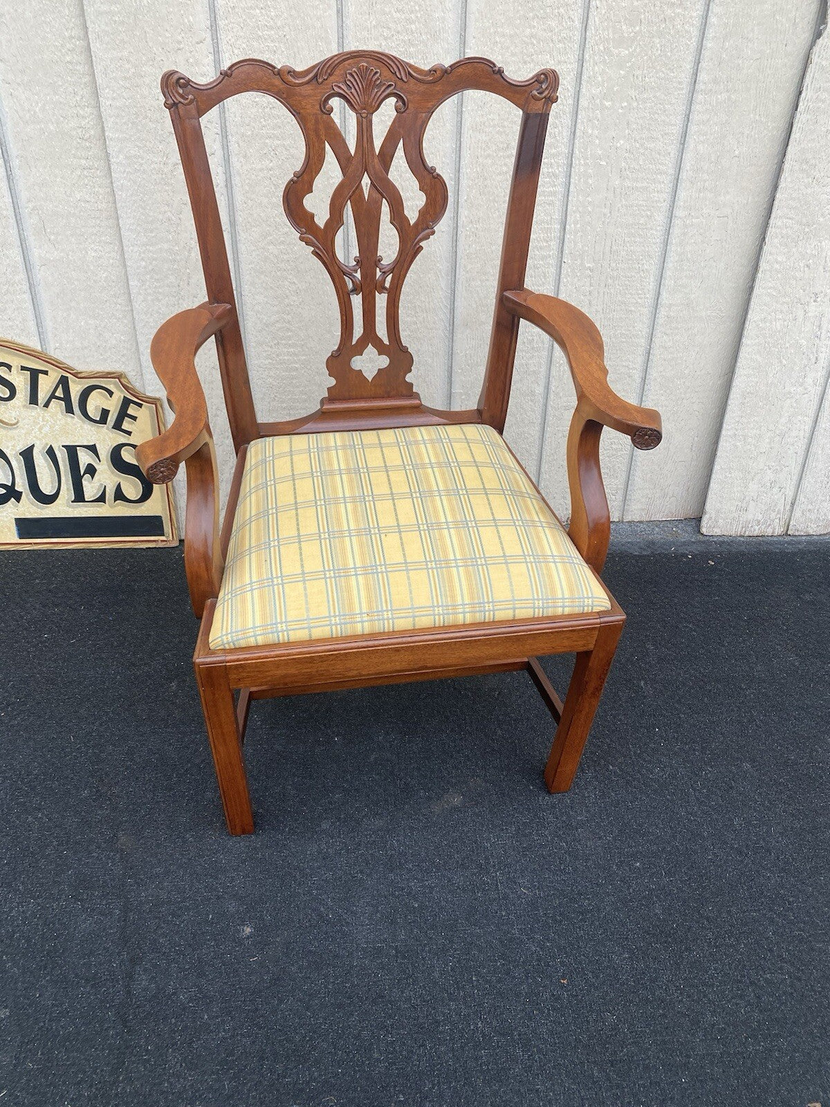 65881  GEORGIAN Furnishings Chippendale Armchair Chair Solid Mahogany