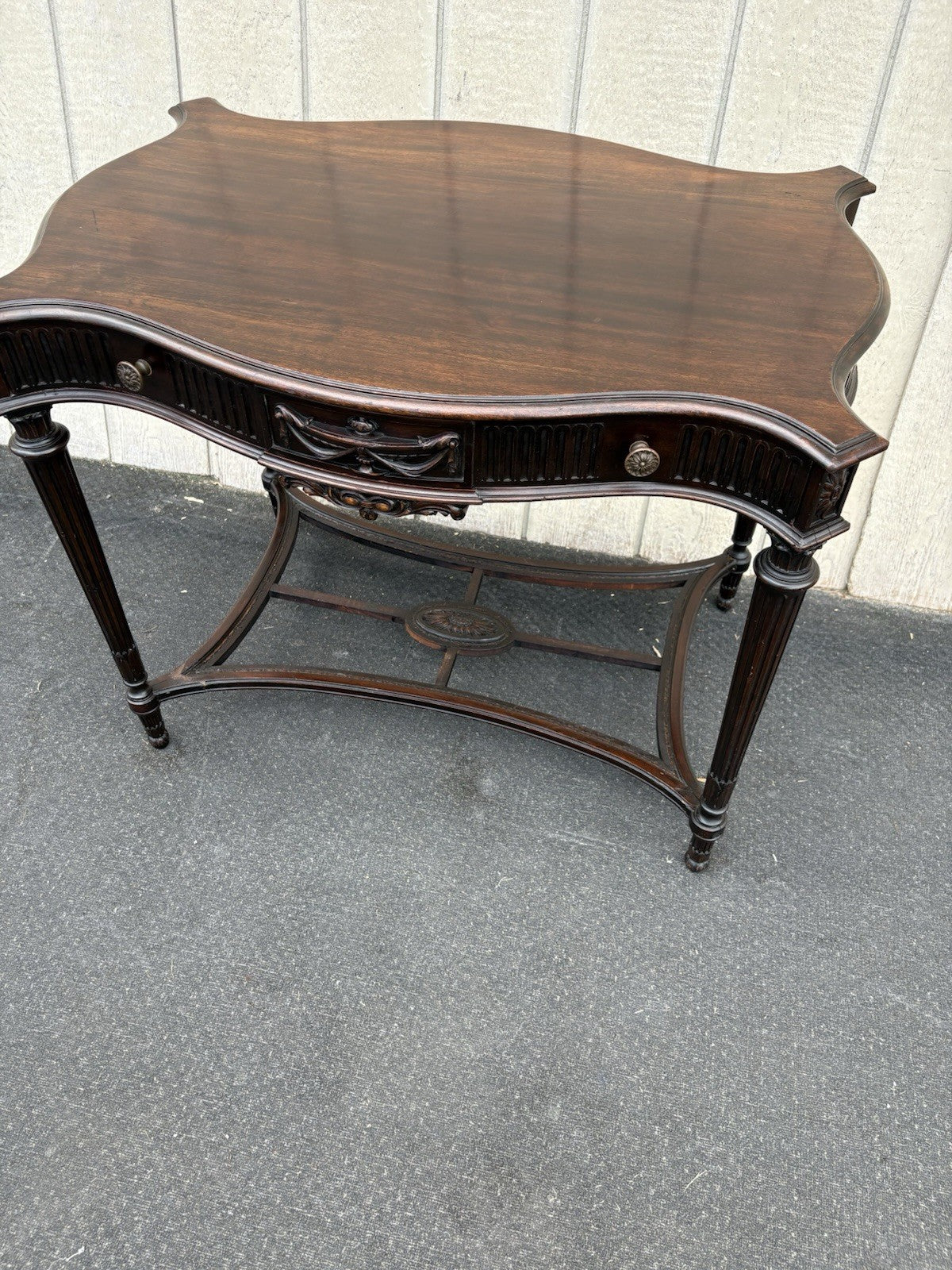 66896 Antique Mahogany Lamp Table Stand w/ Drawer