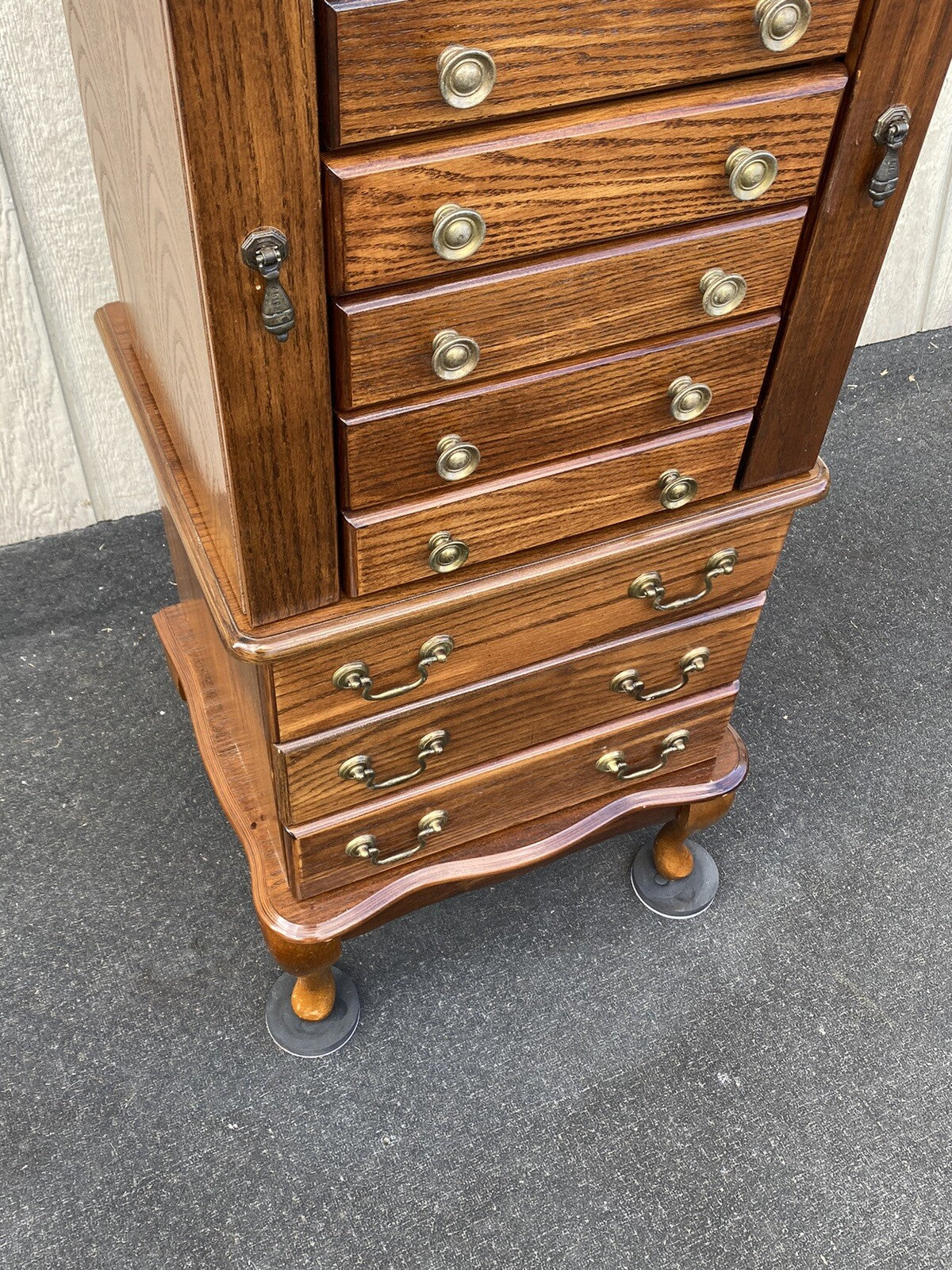 66258 Oak Jewelry Cabinet Display Case with Mirror