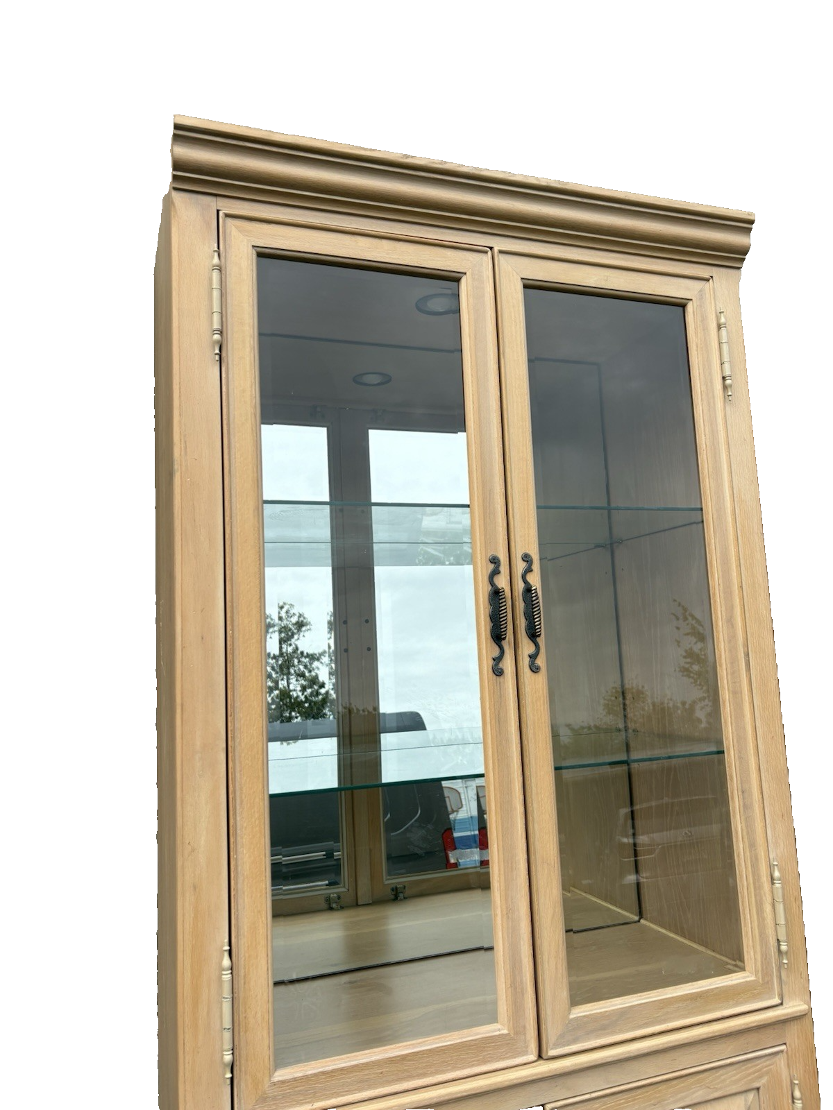 67067 PAIR Bookcase Curio Cabinets with Plate Glass Shelves