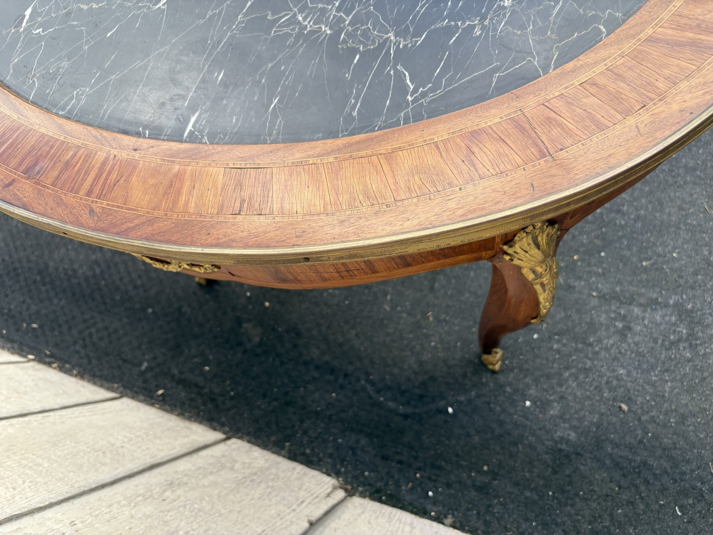 66766   Louis XV Marble Top Coffee Table Stand with Bronze Ormalu