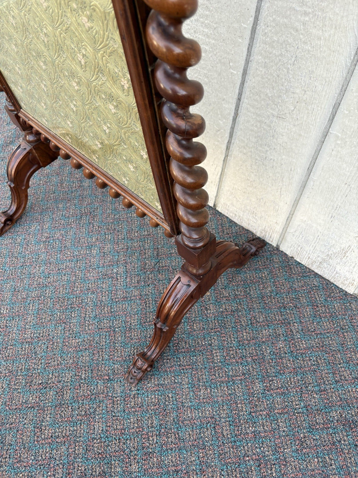 66905   Antique Victorian 2 Sided Walnut Fireplace Mantle Screen