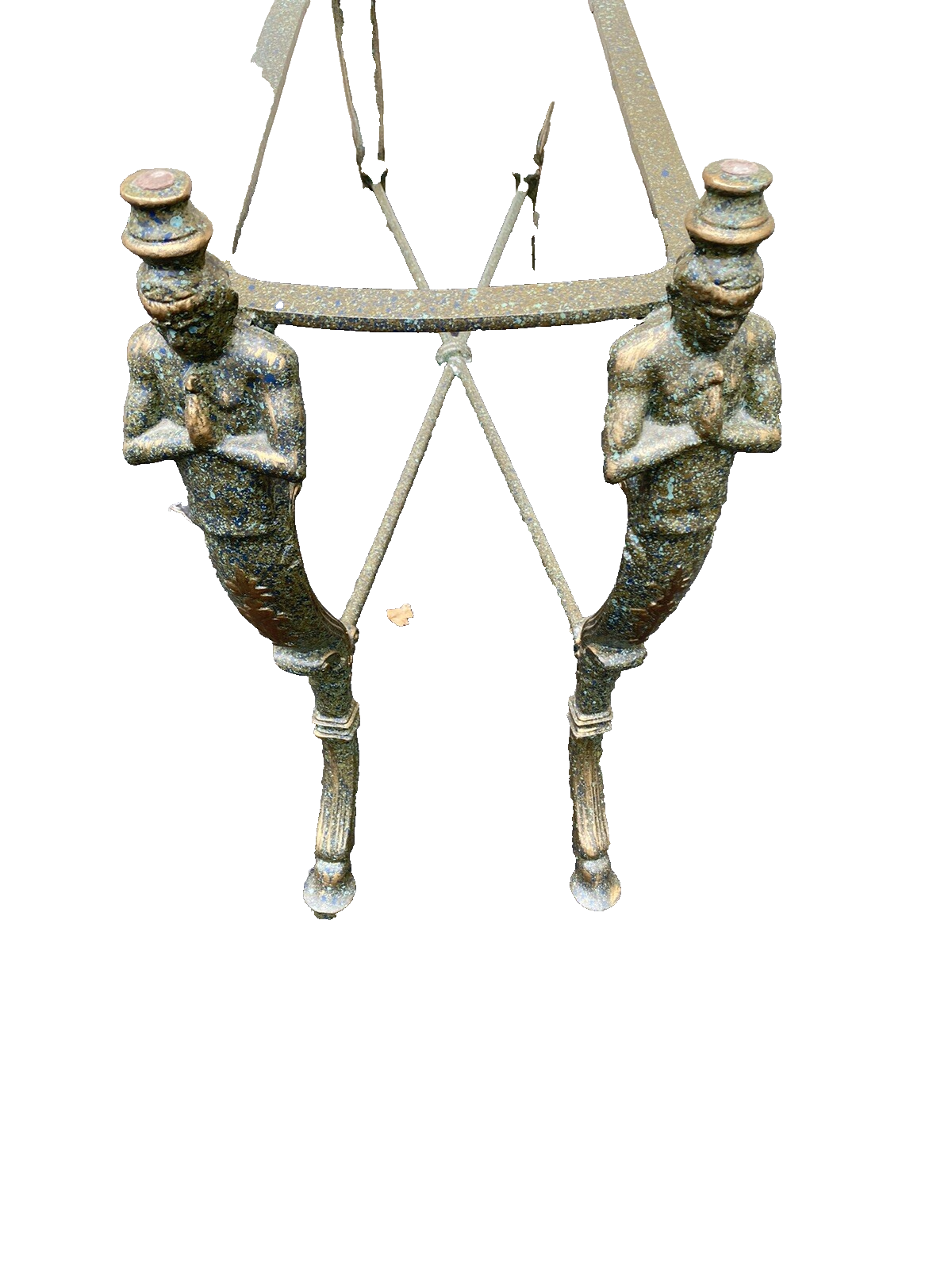 65667  Figural Glass Top Decorator Sofa Table