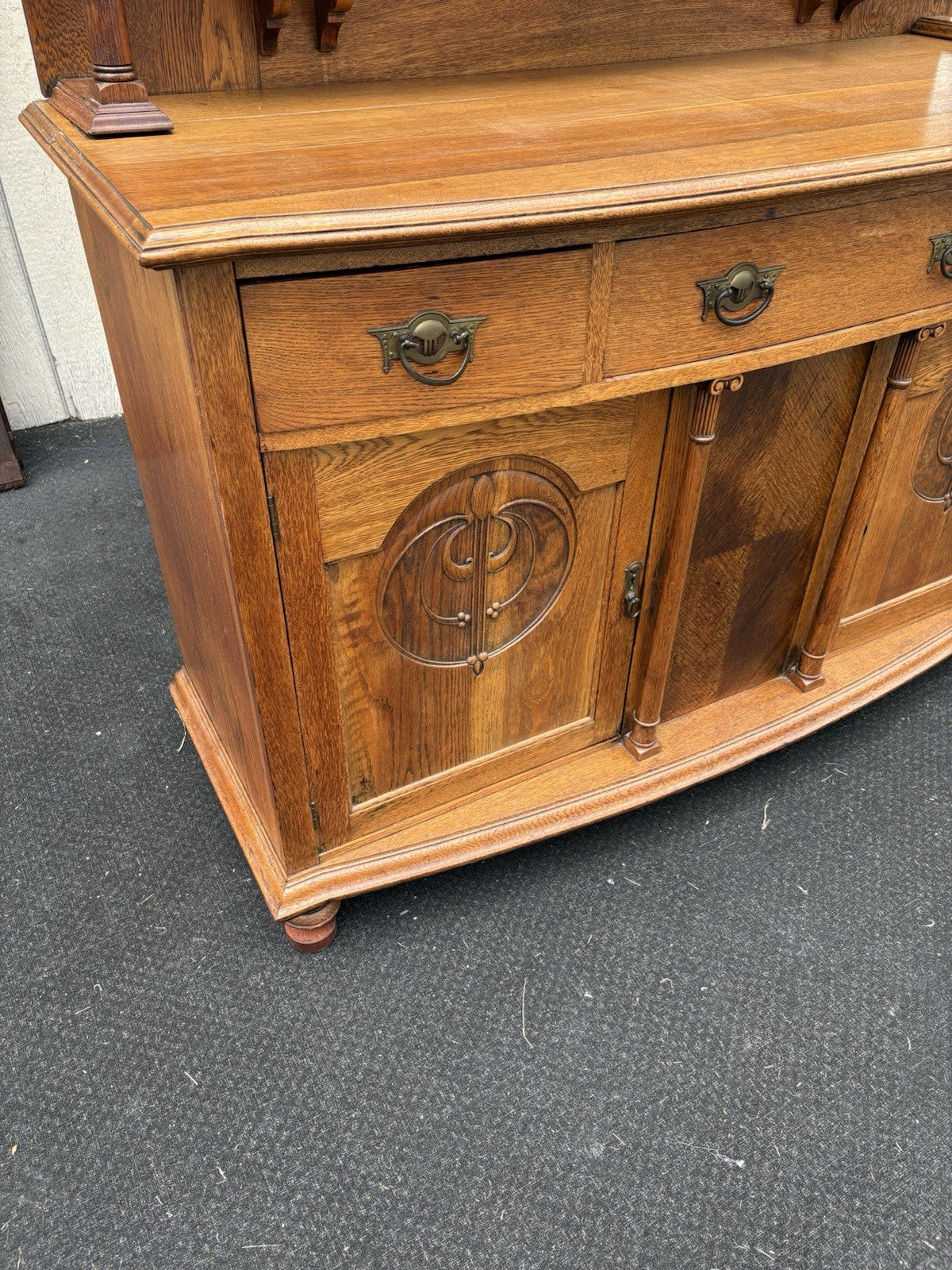 66739  Antique Victorian Oak Buffet Sideboard with Mirror