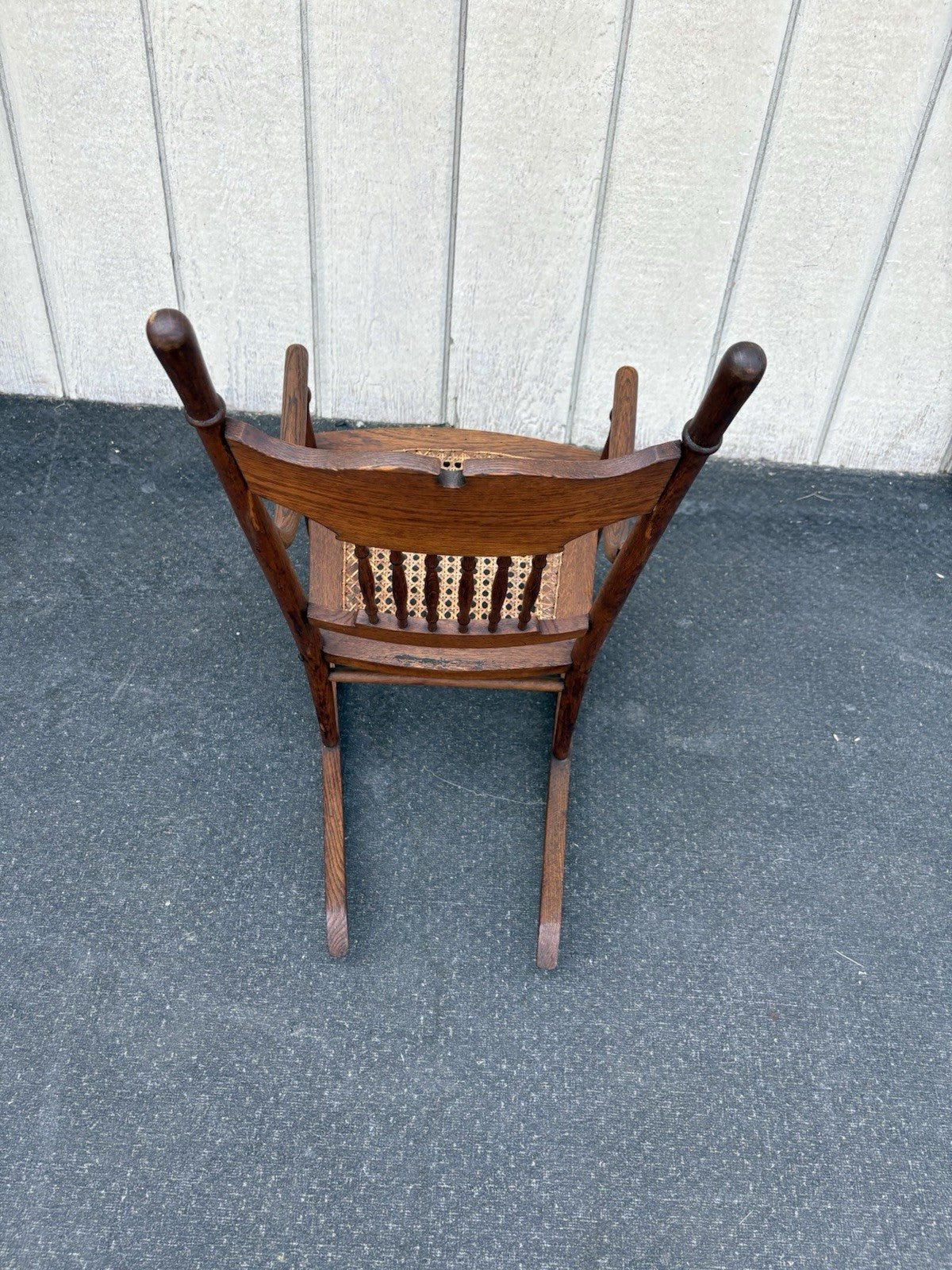 66795   Antique Childs  Victorian Oak Pressed Back Rocker Rocking chair