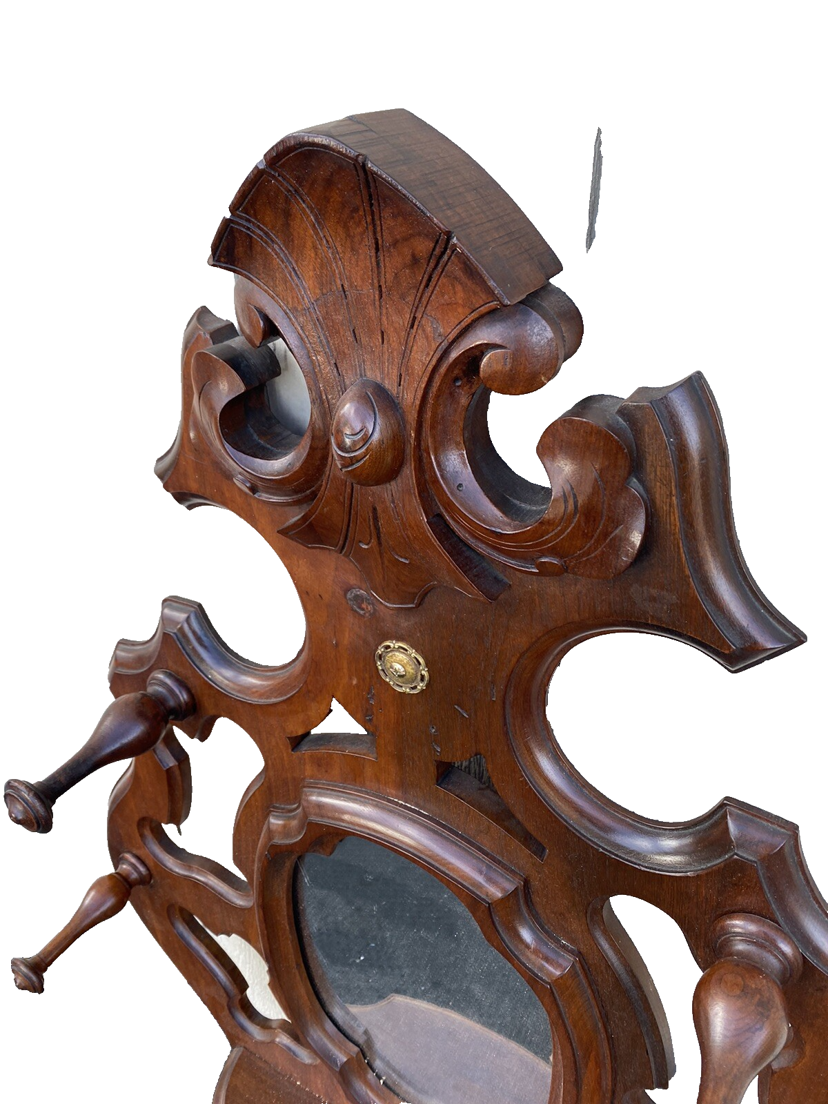 64821 Antique Victorian Walnut Hatrack Wall Mirror