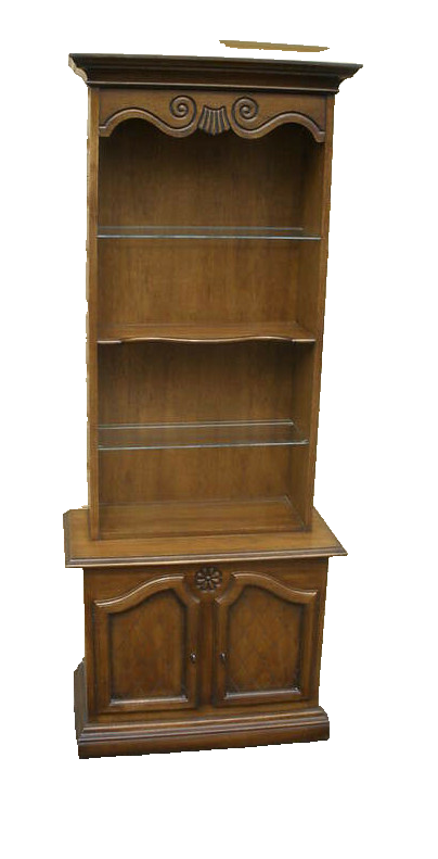 46502: MAHOGANY CURIO CABINET WITH BOOKCASE TOP