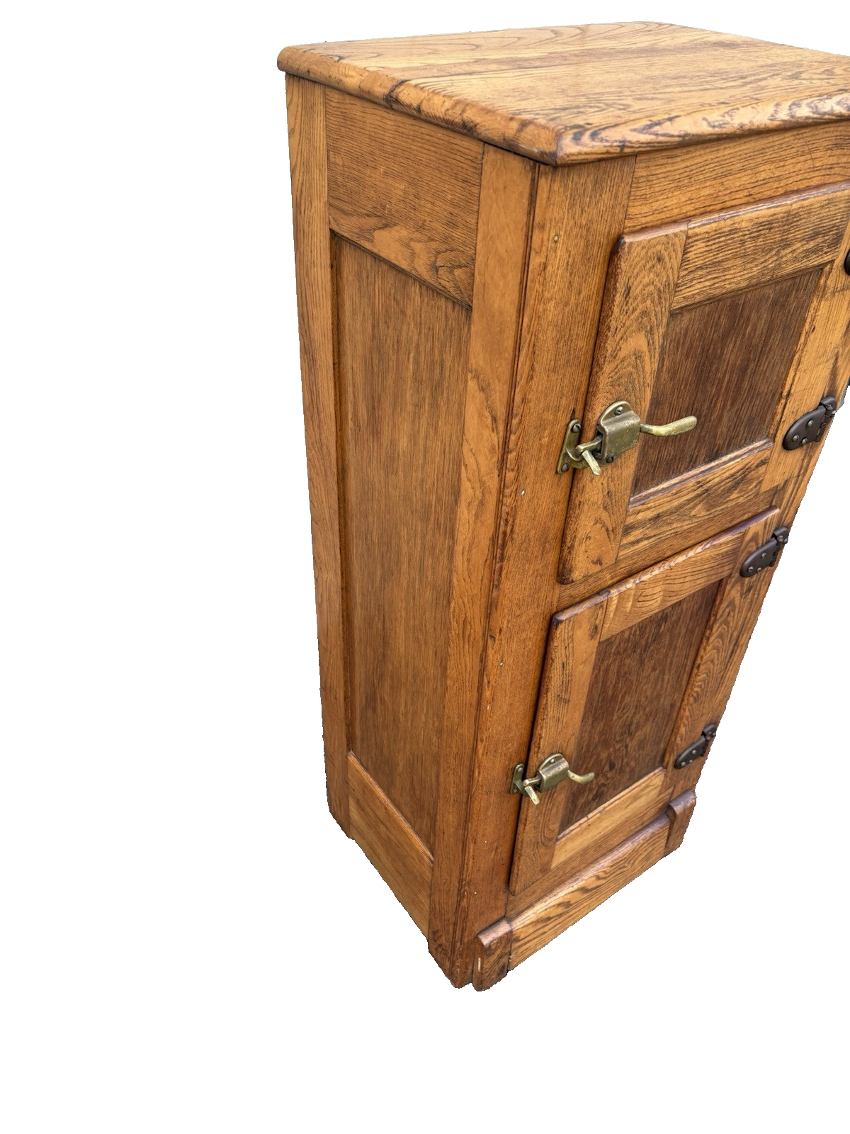 00001 Antique Victorian Oak 2 Door Ice Box Liquor Cabinet