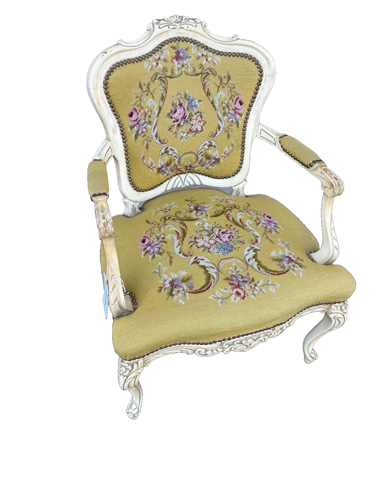 61829  Quality Floral Needlepoint Armchair Chair
