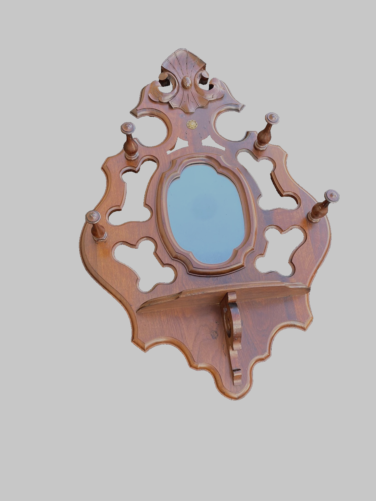 64821 Antique Victorian Walnut Hatrack Wall Mirror