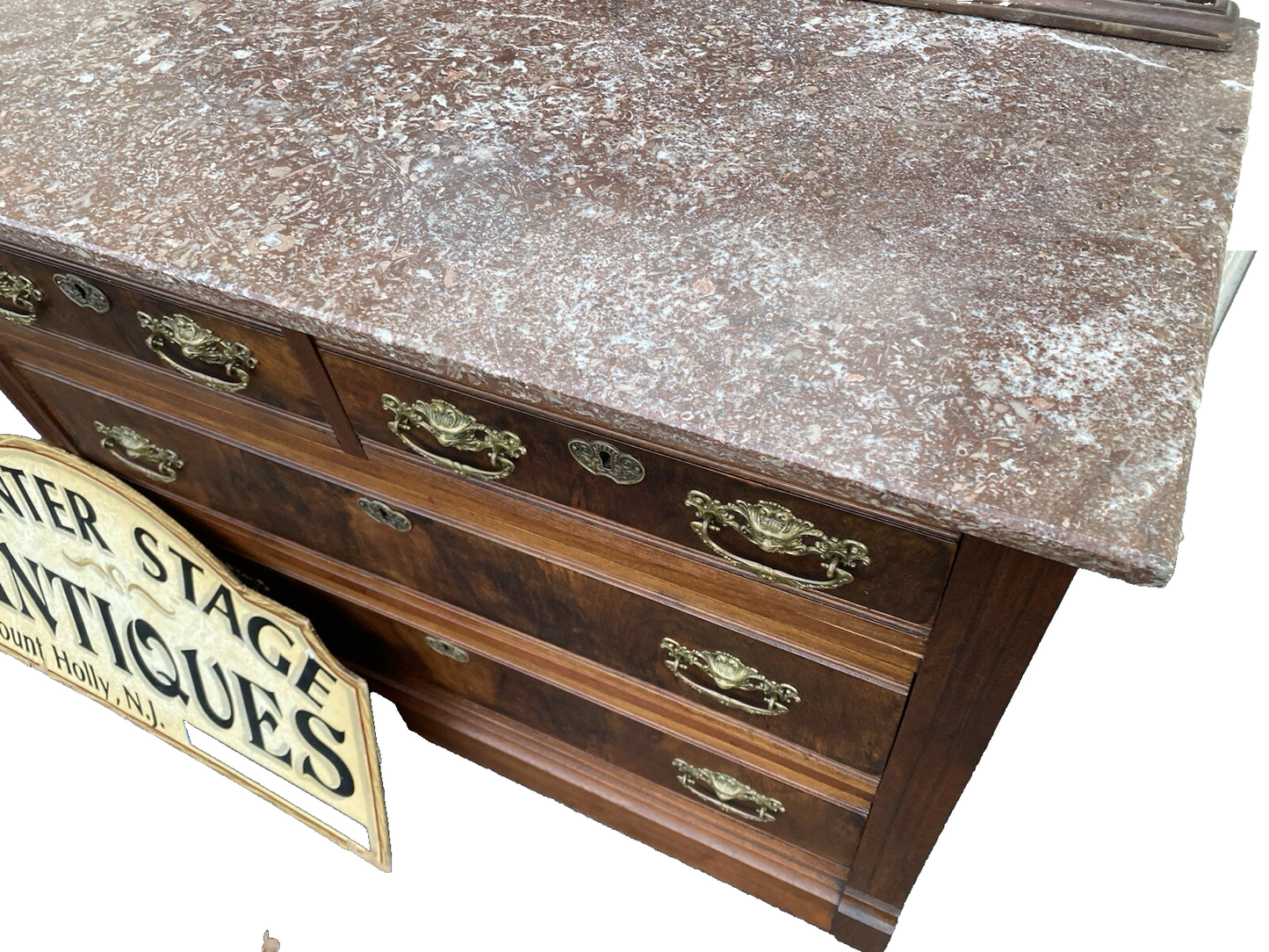 66120   Antique Victorian Marble Top Dresser with Mirror