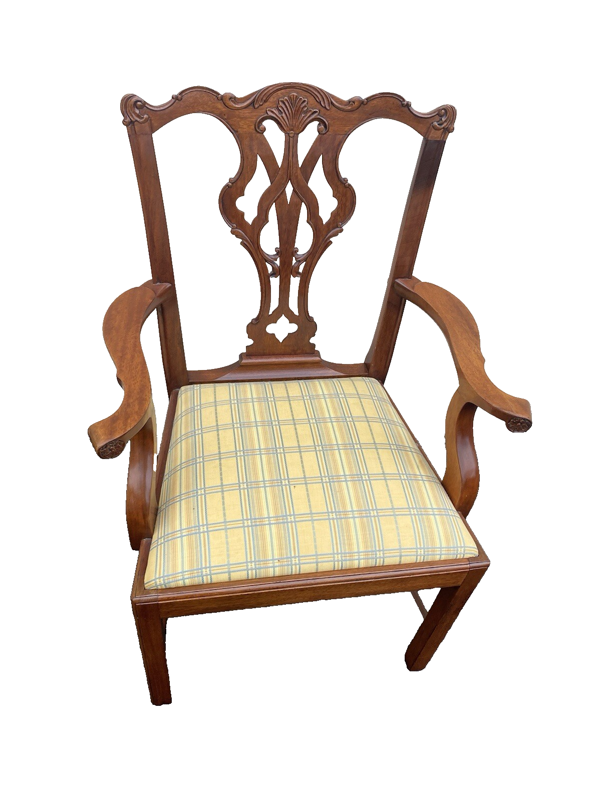 65881  GEORGIAN Furnishings Chippendale Armchair Chair Solid Mahogany