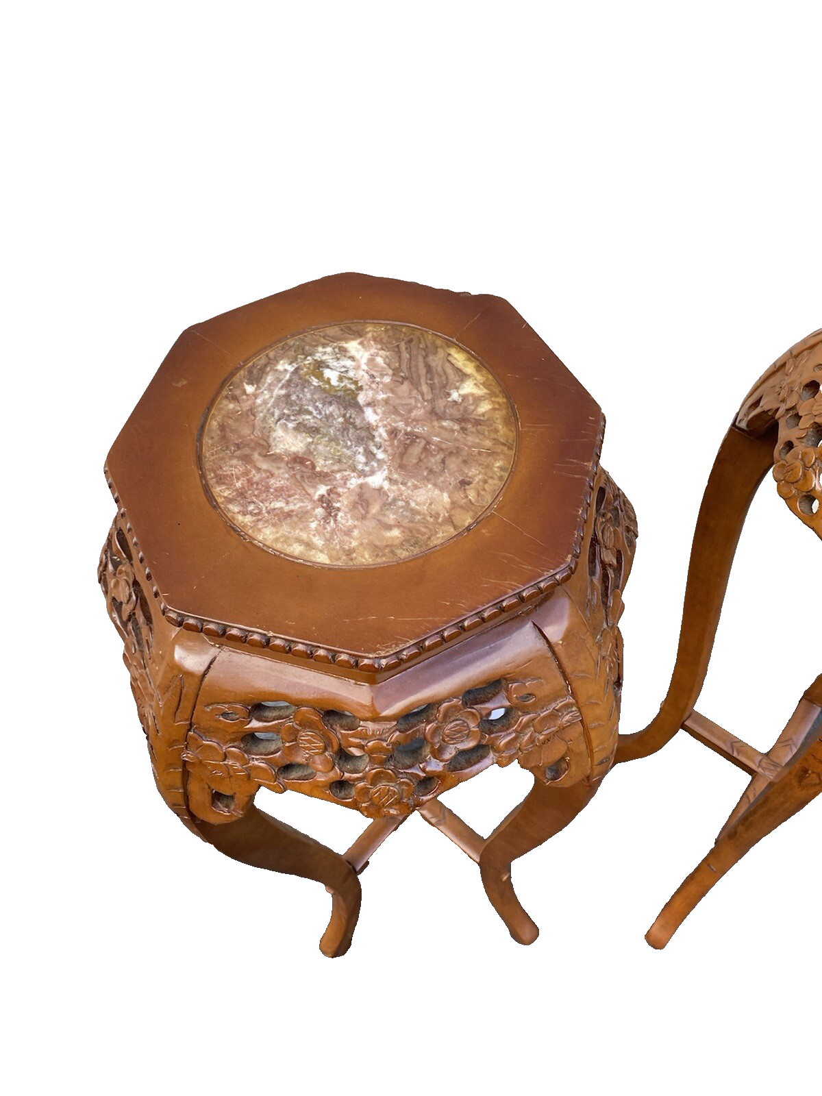 65413 PAIR Oriental Plant Pedastal Stand s Table s