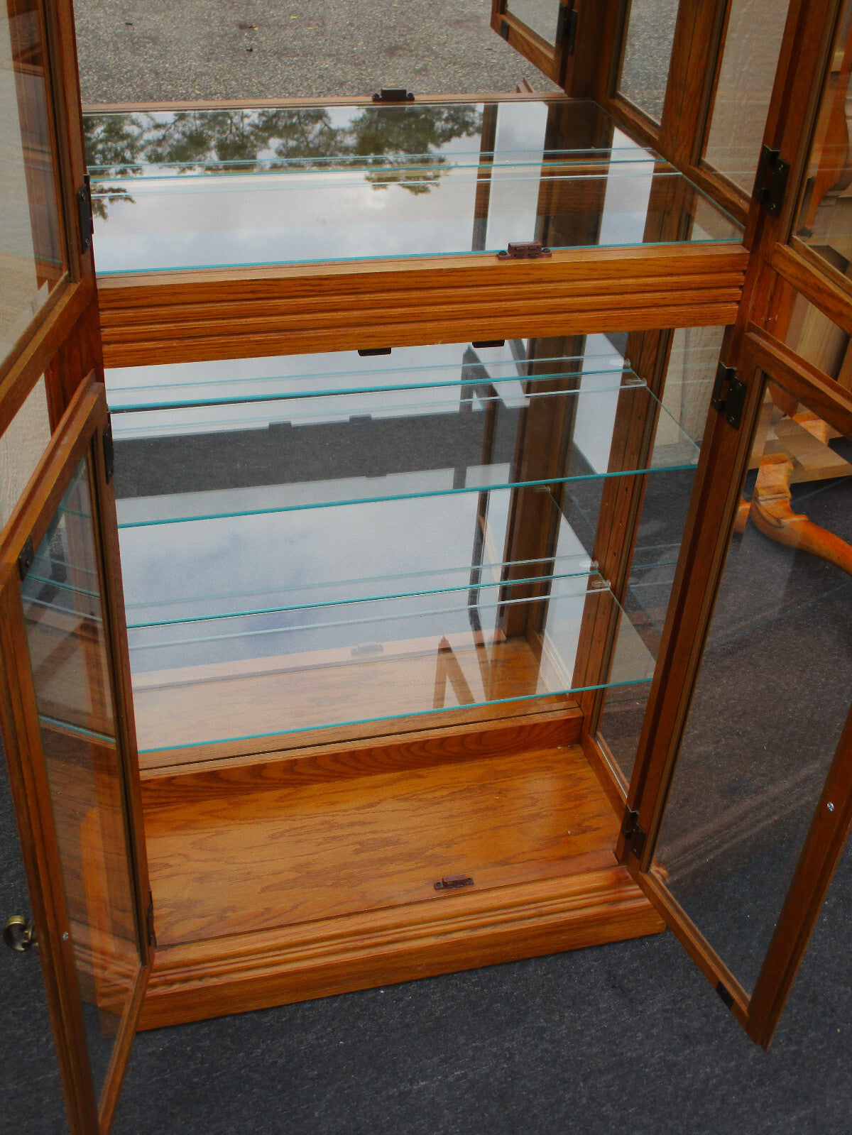 63691 Oak Curio China Cabinet With Light