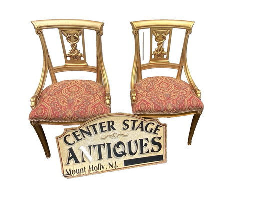 66455  Pair Custom Hand Made Decorator Chair s with Fish Figures.