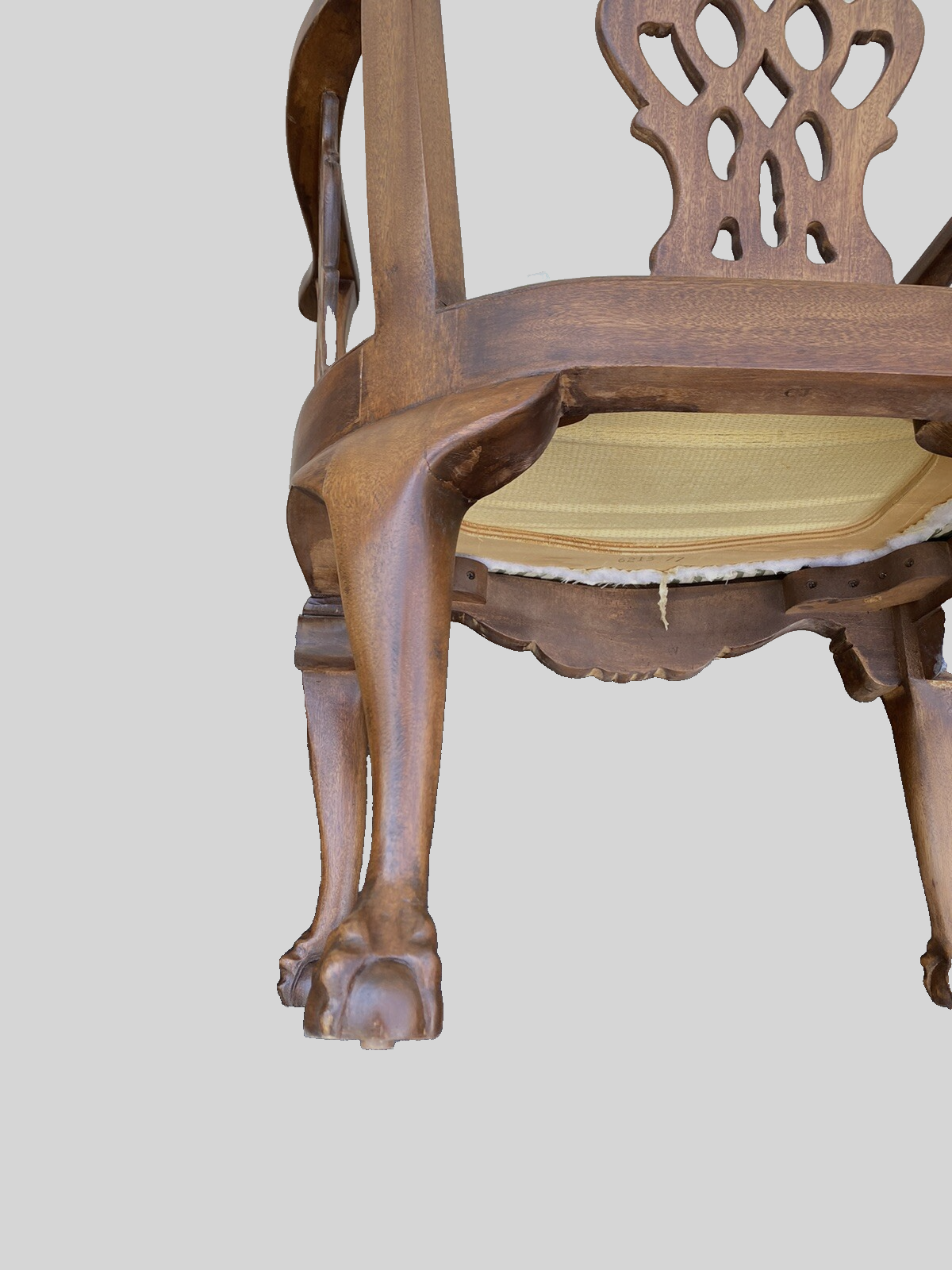 65492 + 65504: Pair Solid Mahogany Hand Carved Armchairs Chair s