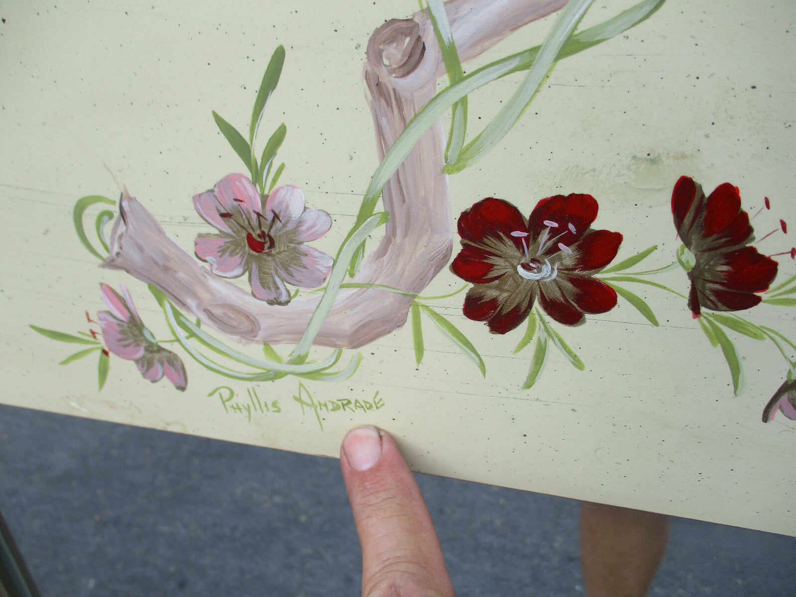 63272 Hand Painted Artist Signed Tall Decorator Mirror  Quality Made