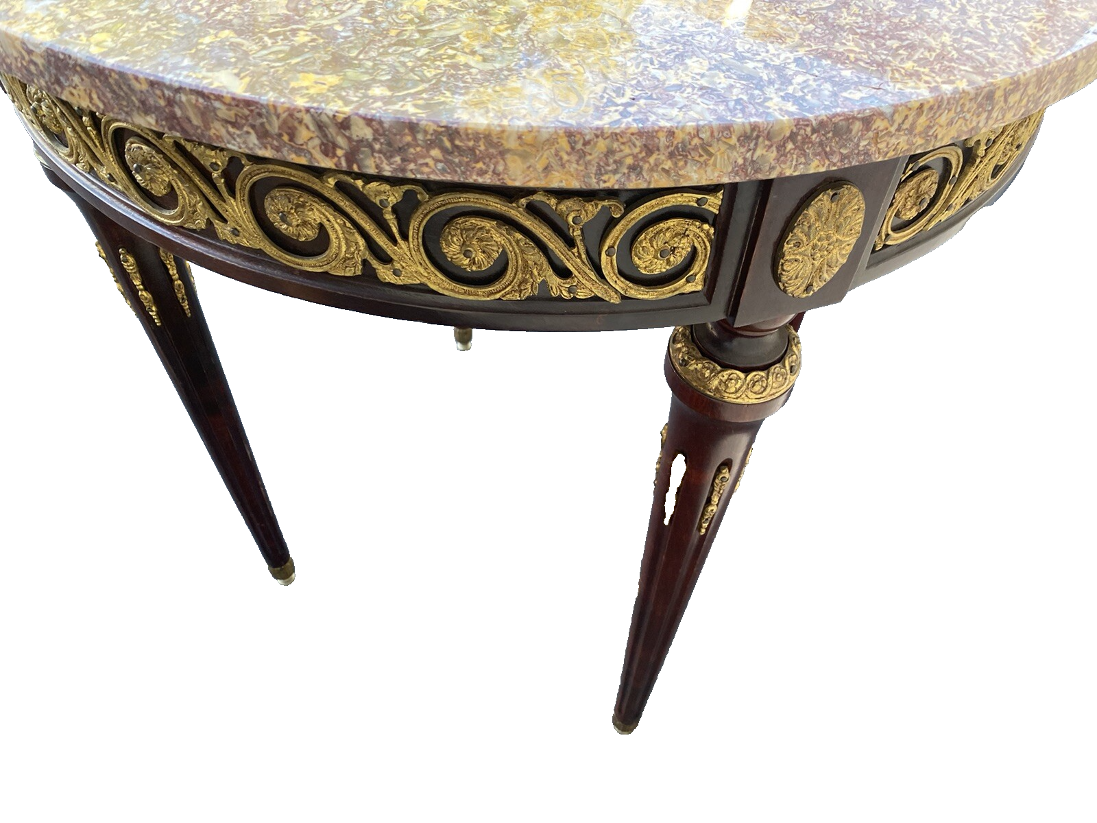 65666   Round Marble Top Lamp Table with Bronze ormalu