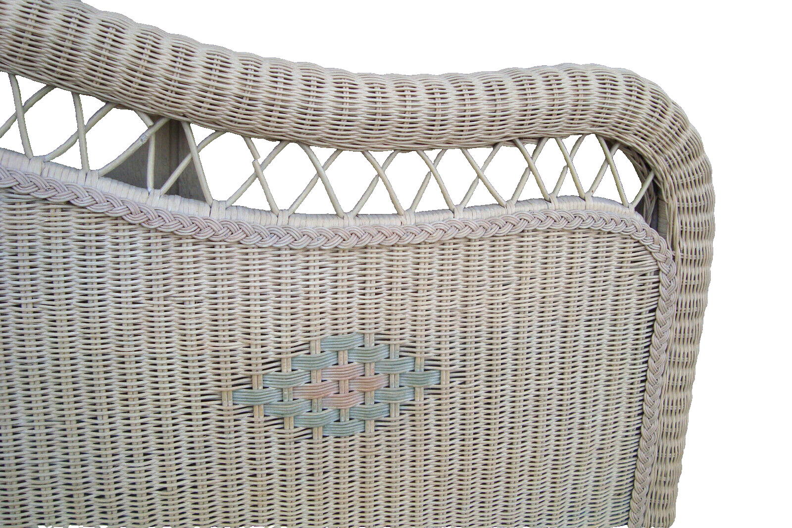 60837 HENRY LINK King Size Wicker Romantic Shabby Headboard Bed