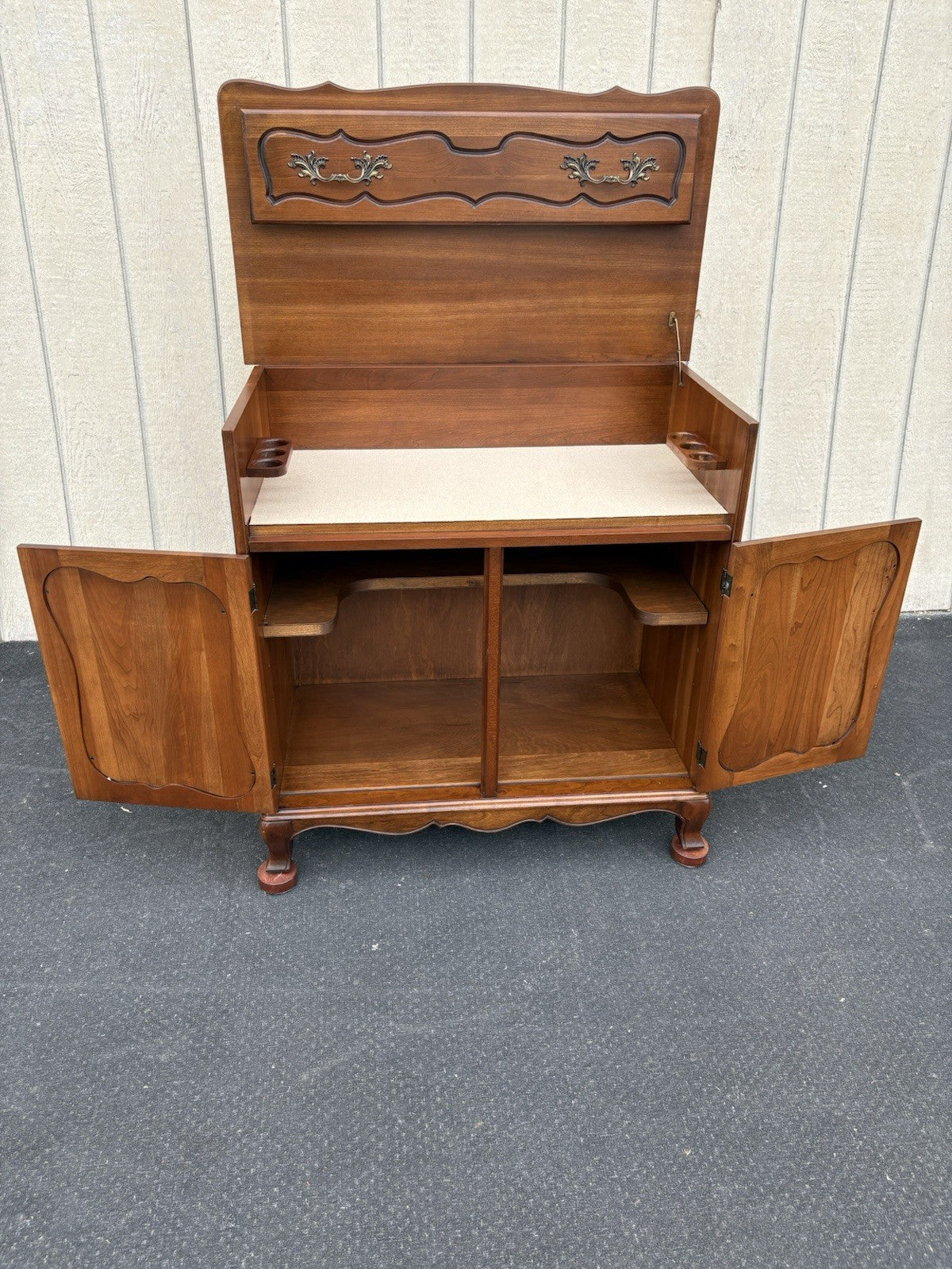 66666  Cherry Lift Top Bar Cart Server  Liquor Cabinet