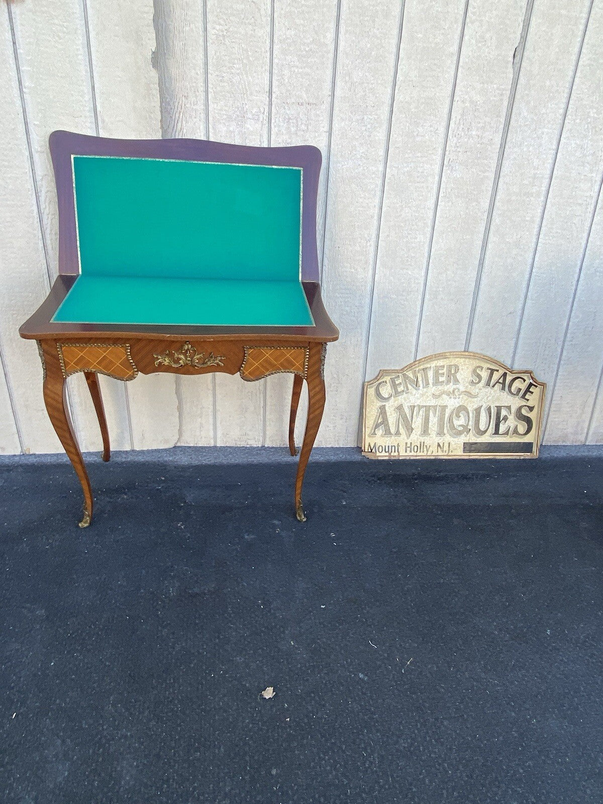 66255 French Country Louis XV Flip Top Game Table Bronze ormalu