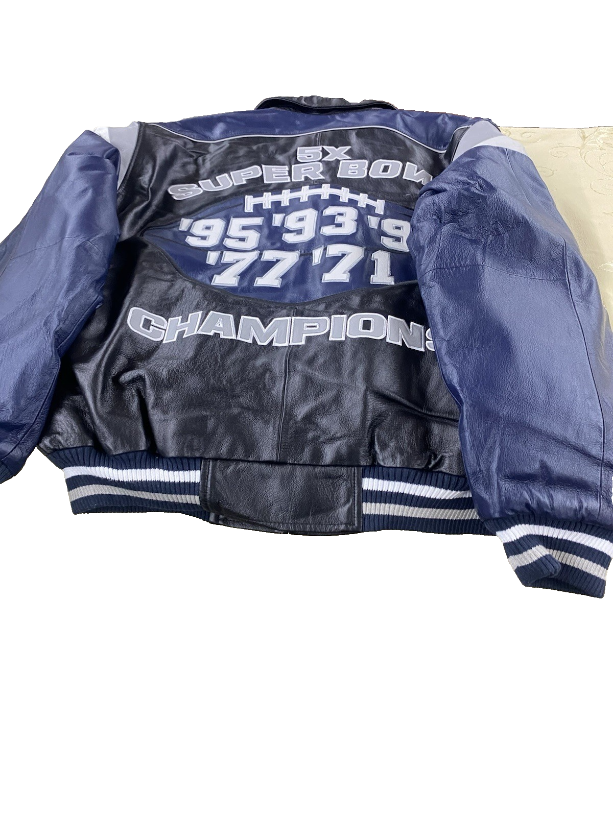 ES 230:    Dallas Cowboys 5 Time Super Bowl Leather NFL  Football Jacket  LARGE