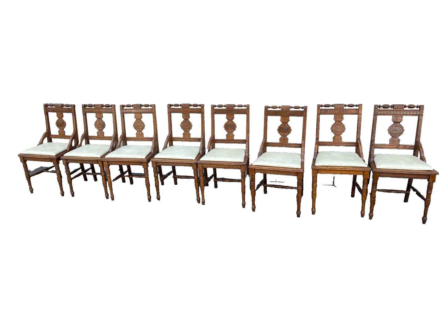 66679  Set of 8 Antique Victorian Walnut Dining Chair s Chairs