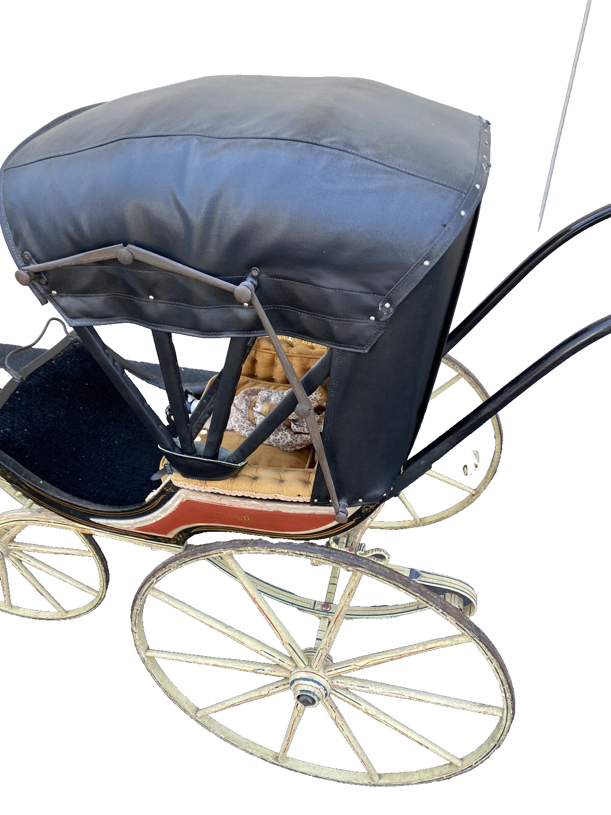 65400   RARE Antique AMISH Baby Buggy Stroller Has Hand Painted Stenciled Design