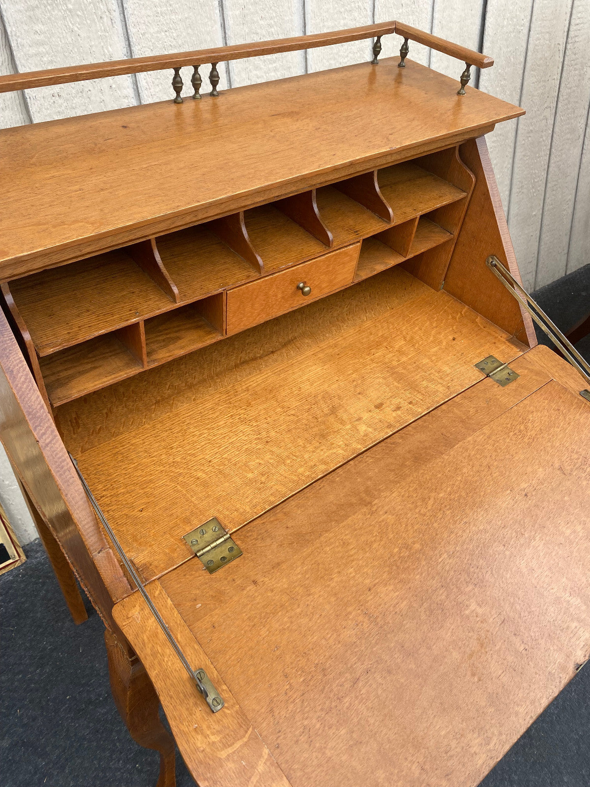 64479   Antique Victorian Oak Slantfront Office Desk