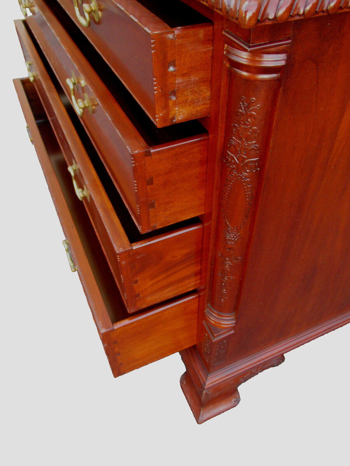 63124 Solid Mahogany Linen Cabinet High Chest Cabinet Wardrobe Chifferobe 