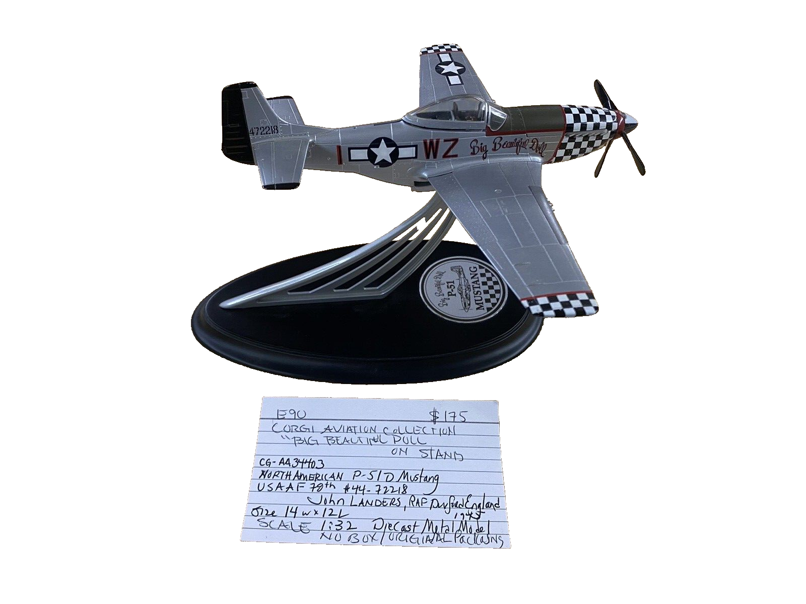 ES 90 :  Corgi BIG BEAUTIFUL DOLL  North American P 51 Mustang Military Plane