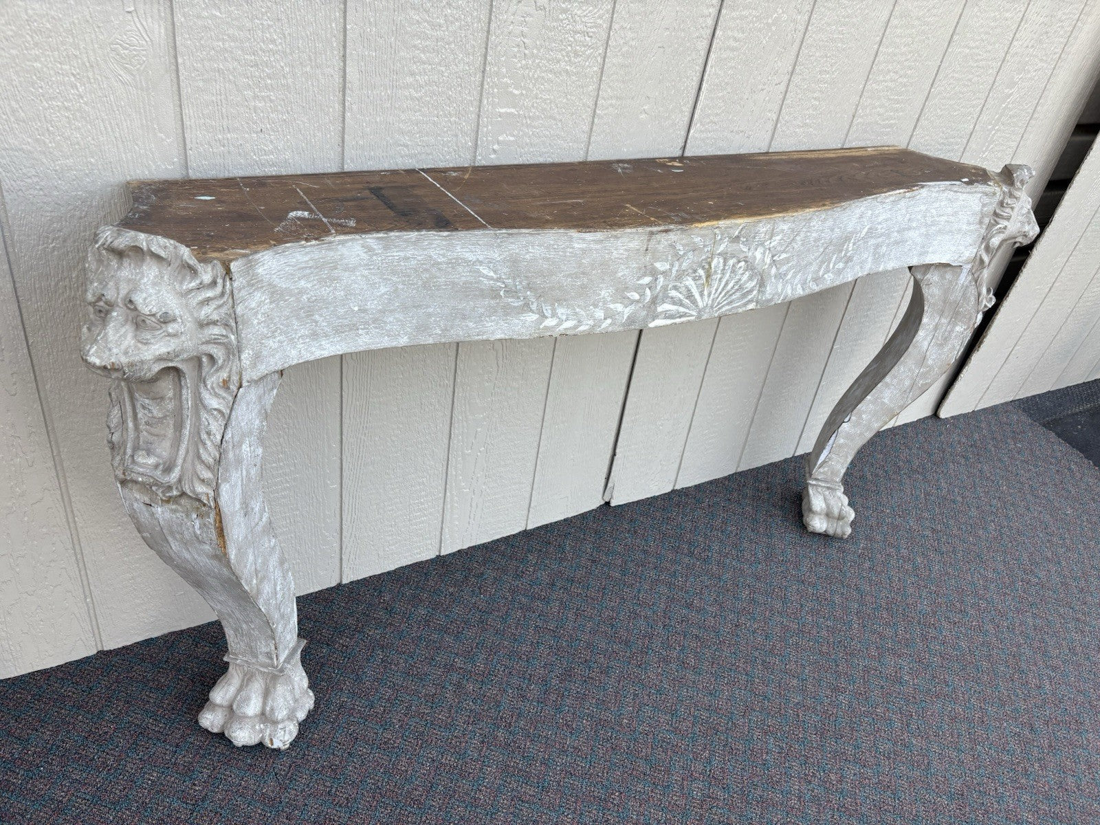 00001 Antique Victorian Oak Fireplace Mantle Mantel with Lion Heads