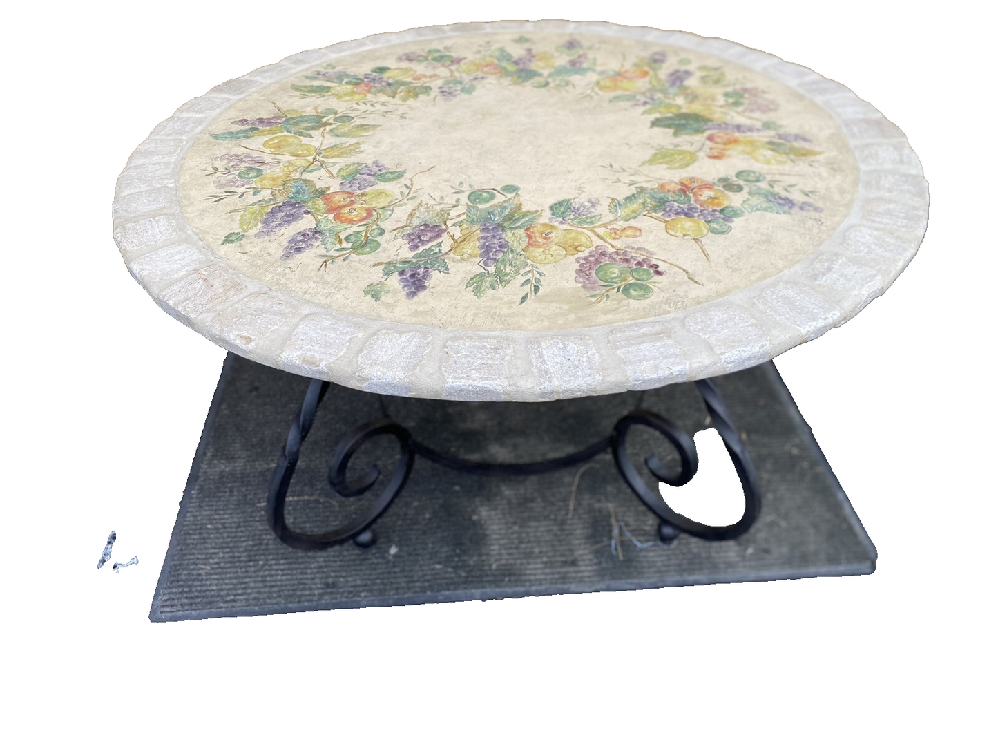 65190   Quality Decorator Cement Top Iron  Table  Dining Kitchen Table