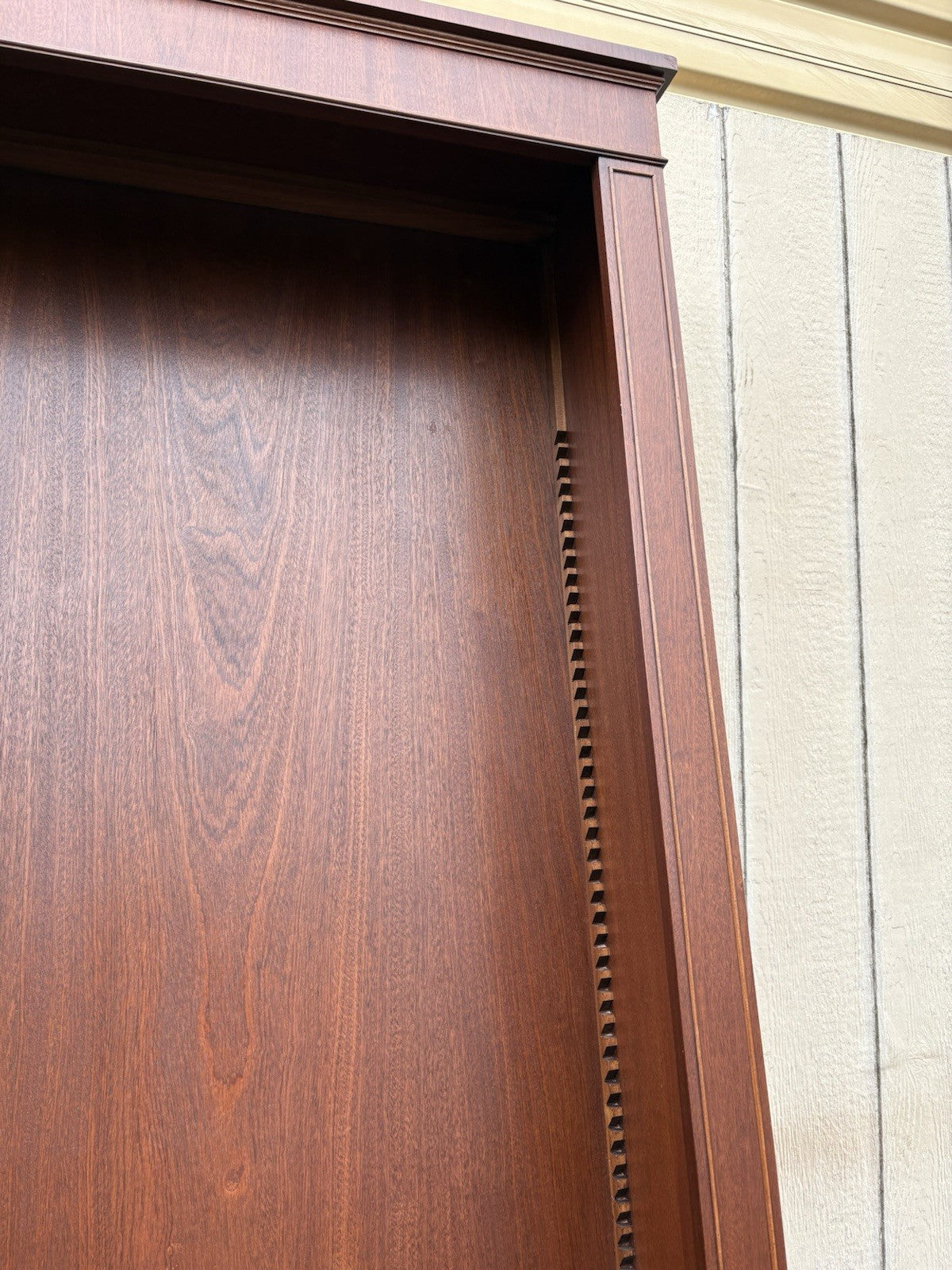 66711    Tall Mahogany Bookcase Curio with 4 Adjustable Wood Shelves